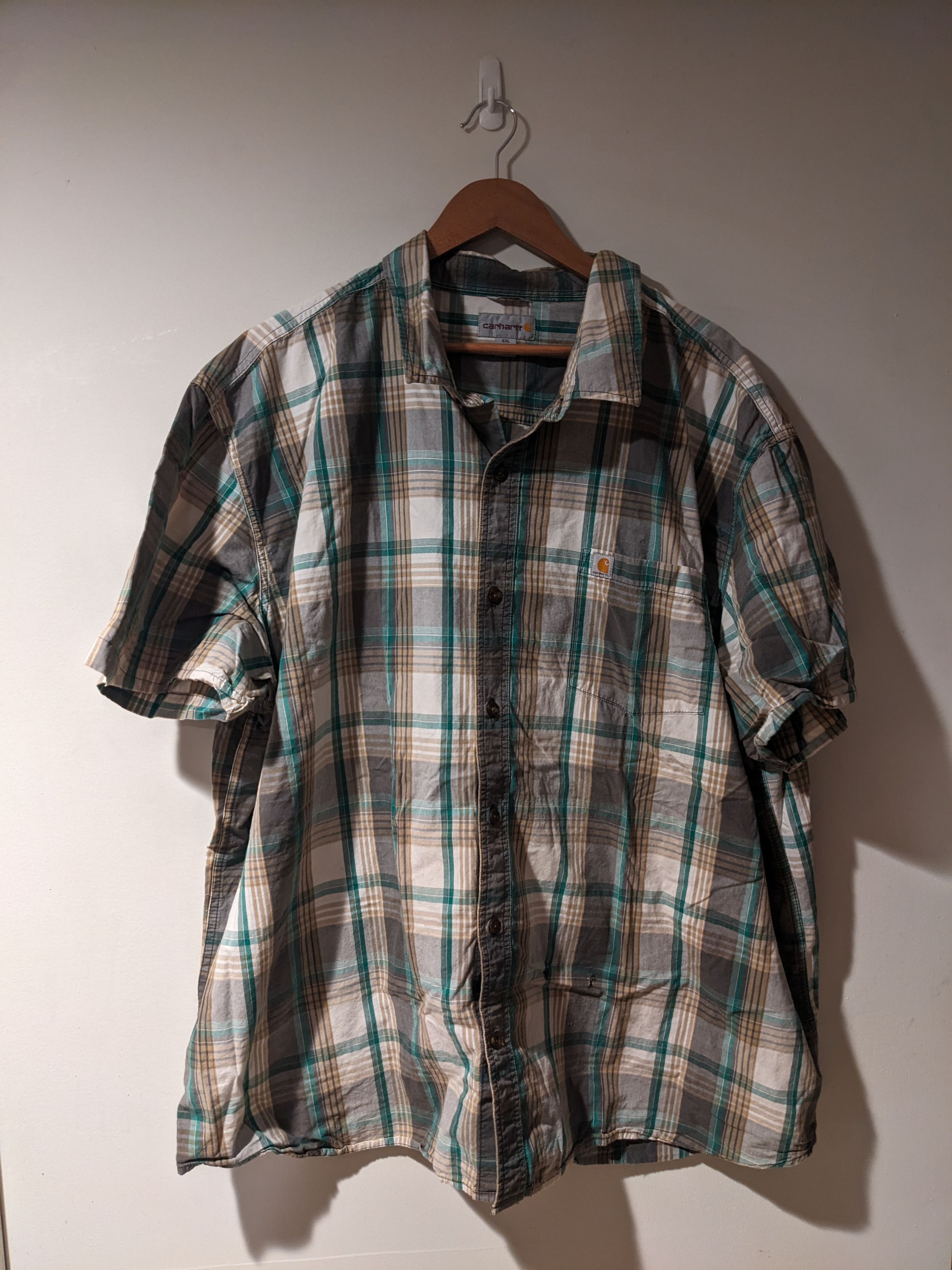 Carhartt Vintage Y2K Carhartt Work Wear Green 4XL Short Sleeve Shirt Size US XXL / EU 58 / 5 - 1 Thumbnail