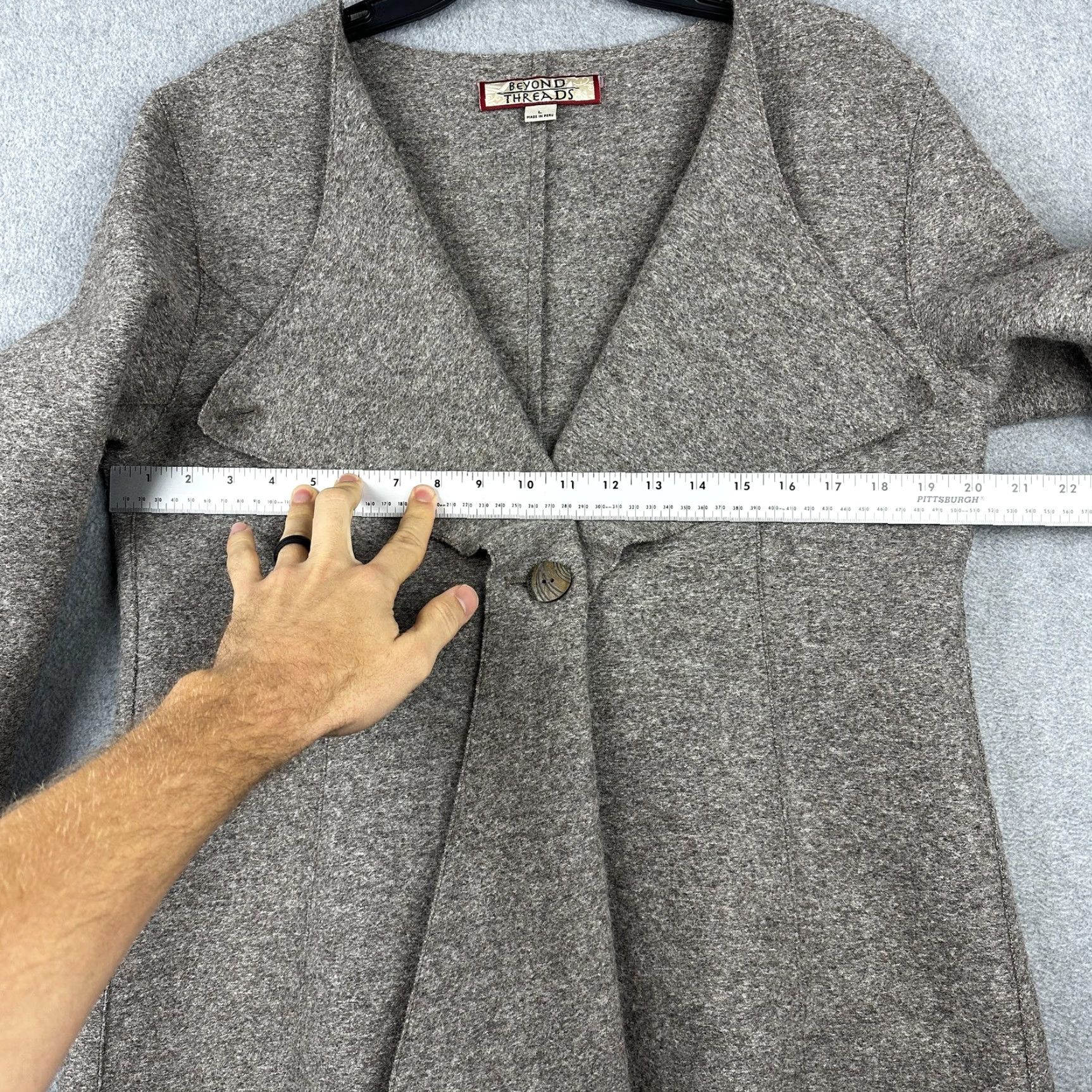 Vintage VINTAGE Beyond Threads Coat Womens L Gray Alpaca Wool Single Button Drape Collar Size L / US 10 / IT 46 - 6 Thumbnail