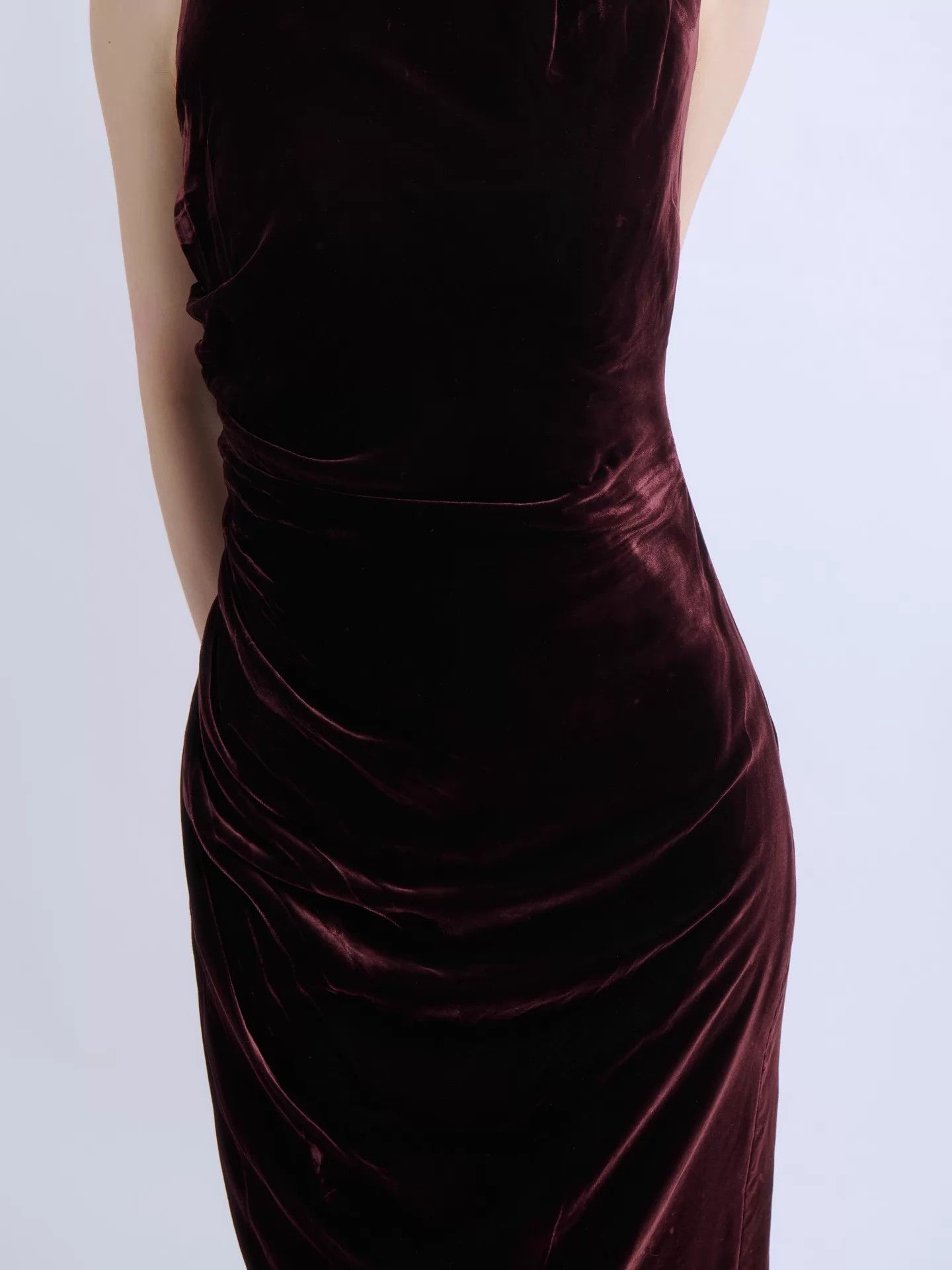Prada PRADA Wine Red Velvet Asymmetric Pleated Dress Size S / US 4 / IT 40 - 2 Thumbnail