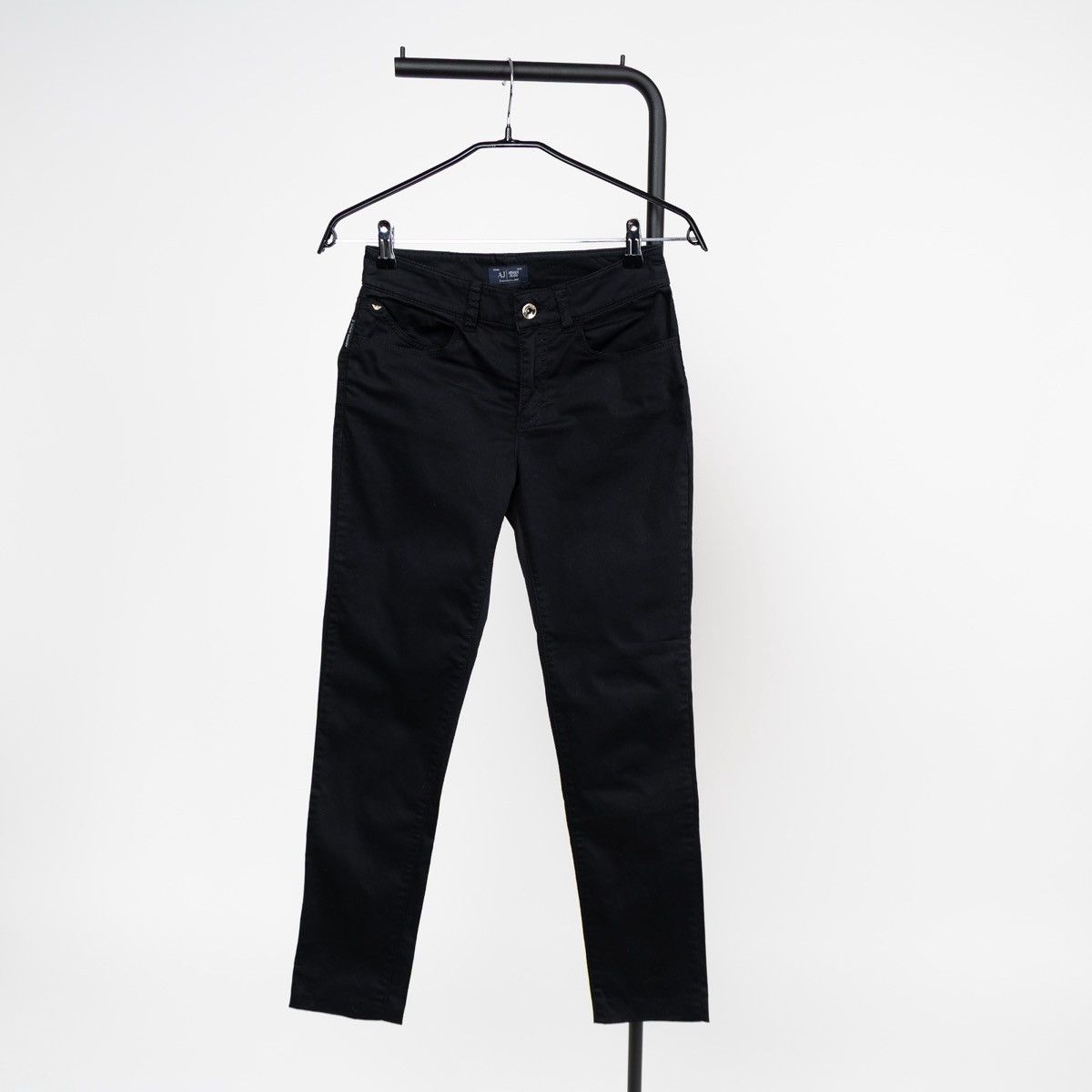 Armani Armani Jeans Black Slim Fit Trousers Stretch Casual Pants Size 27" / US 4 / IT 40 - 2 Thumbnail