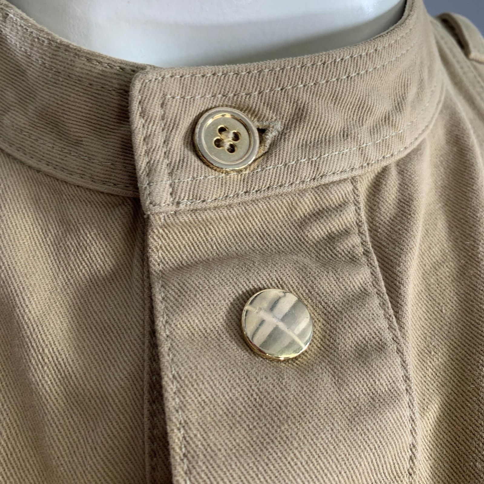 Balmain BALMAIN Size XL Khaki Arm Patch Cotton Band Collar Jacket Size US XL / EU 56 / 4 - 5 Thumbnail