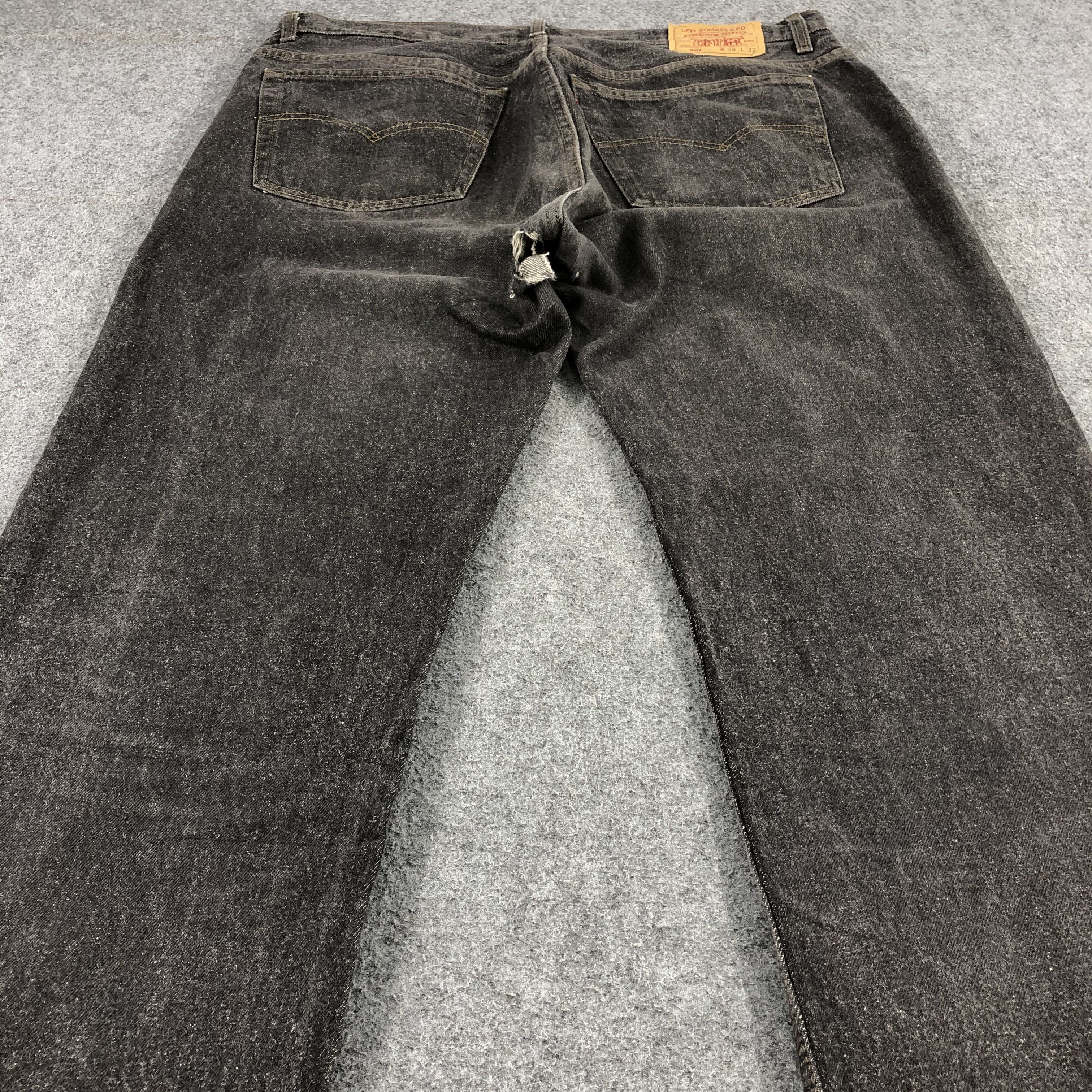 Levi's Vintage 90s Distress Levis 501 Black Jeans-JM1598 Size US 38 / EU 54 - 4 Thumbnail
