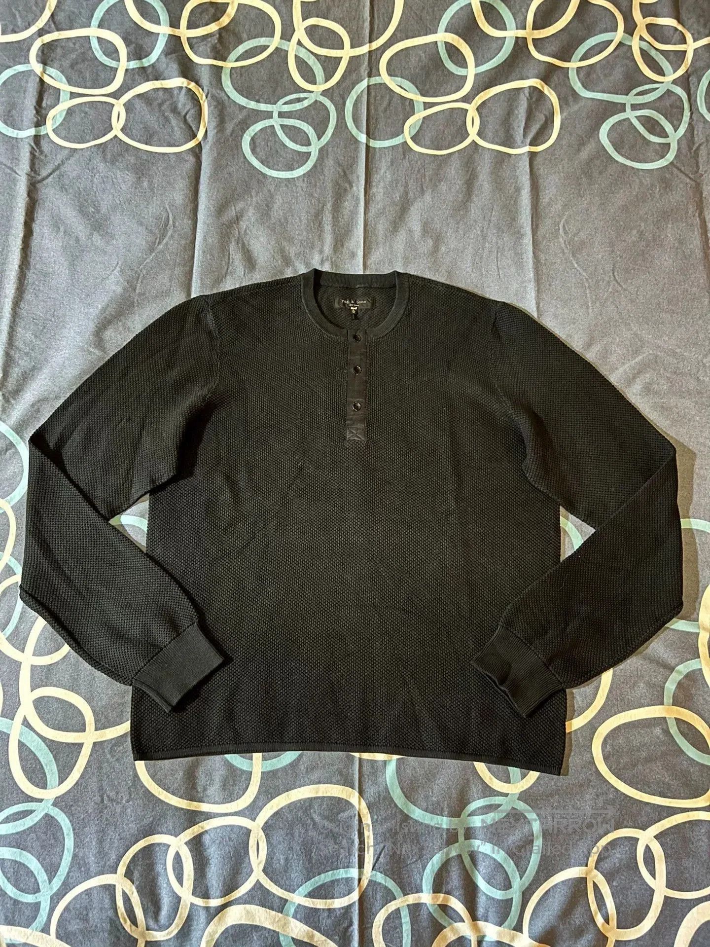 Rag & Bone classic henley waffle knit pullover sweater. Size US XL / EU 56 / 4 - 1 Thumbnail
