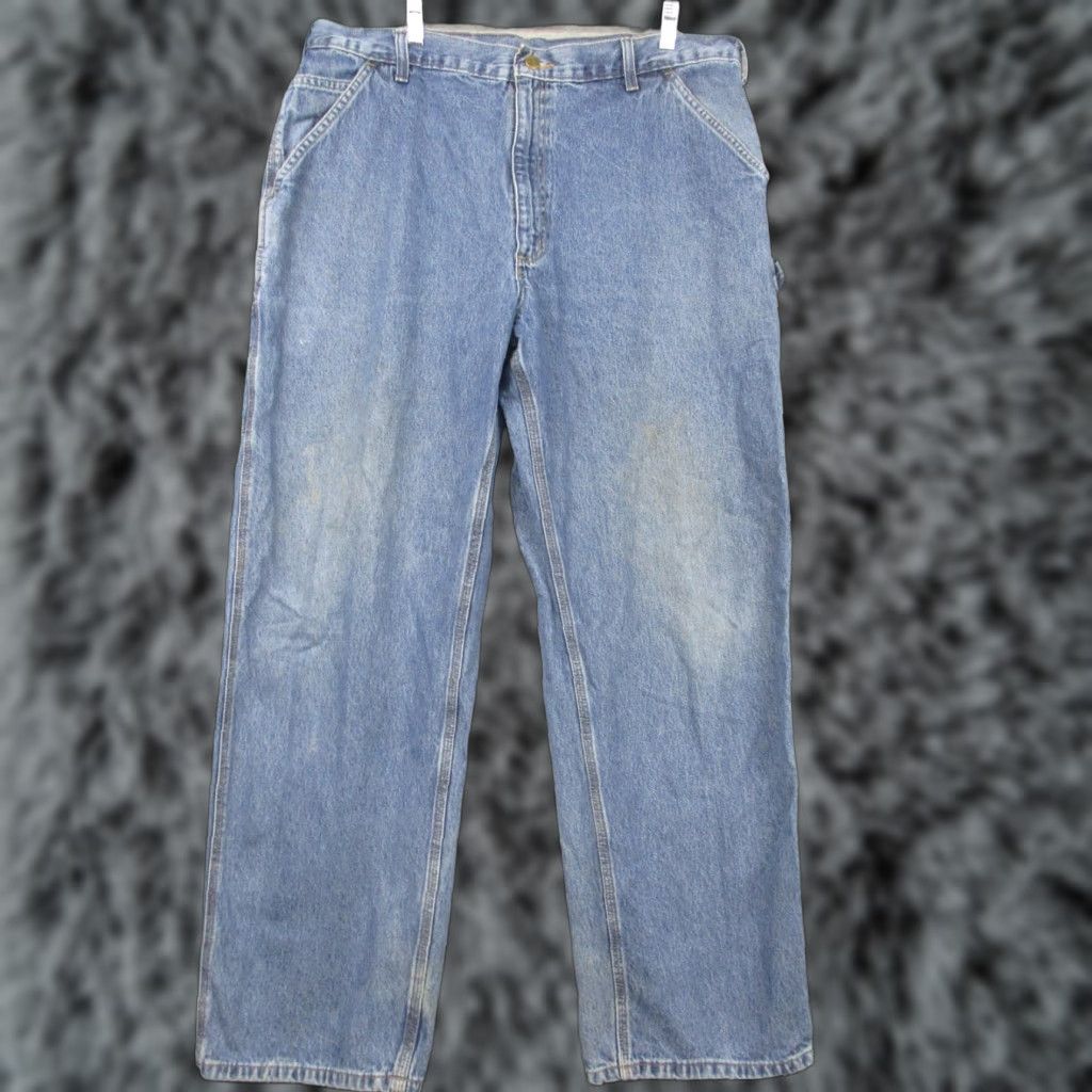Carhartt VINTAGE Carhartt Jeans Mens 38x32 Blue Distressed Wide-Leg 90s Grunge DPS B13 DPS Jeans Women? Size US 38 / EU 54 - 1 Thumbnail