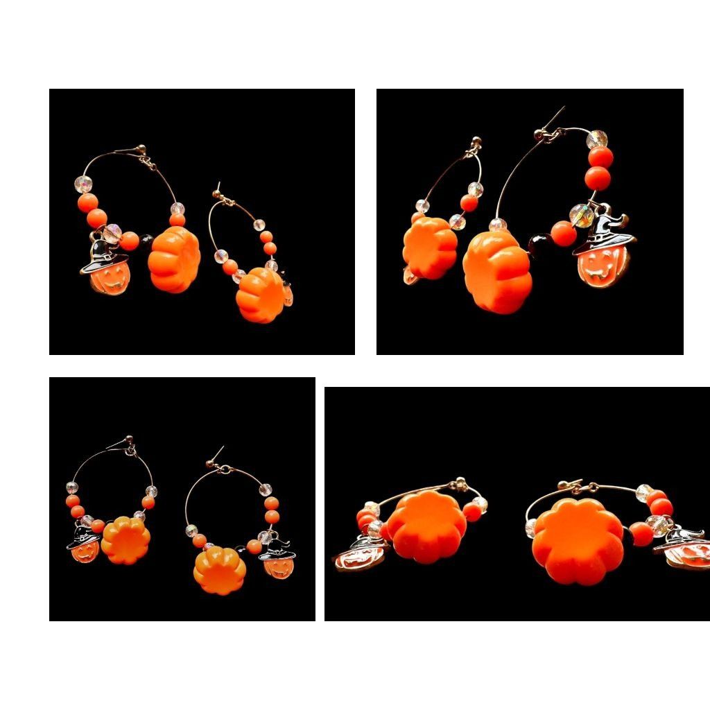 Handmade Halloween Earrings Hoop Handmade New Dangle Posts Jack O Lan Size ONE SIZE - 9 Thumbnail