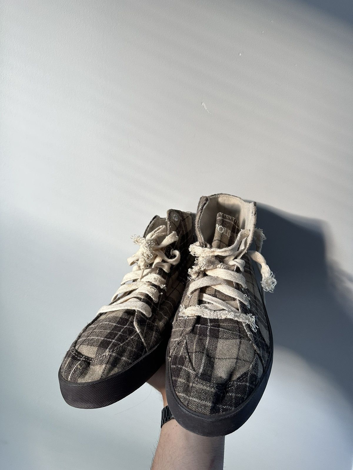 RRL Ralph Lauren Polo Ralph Lauren Brown Tan Flannel Plaid Tennis Shoes Size US 9.5 / EU 42-43 - 12 Thumbnail