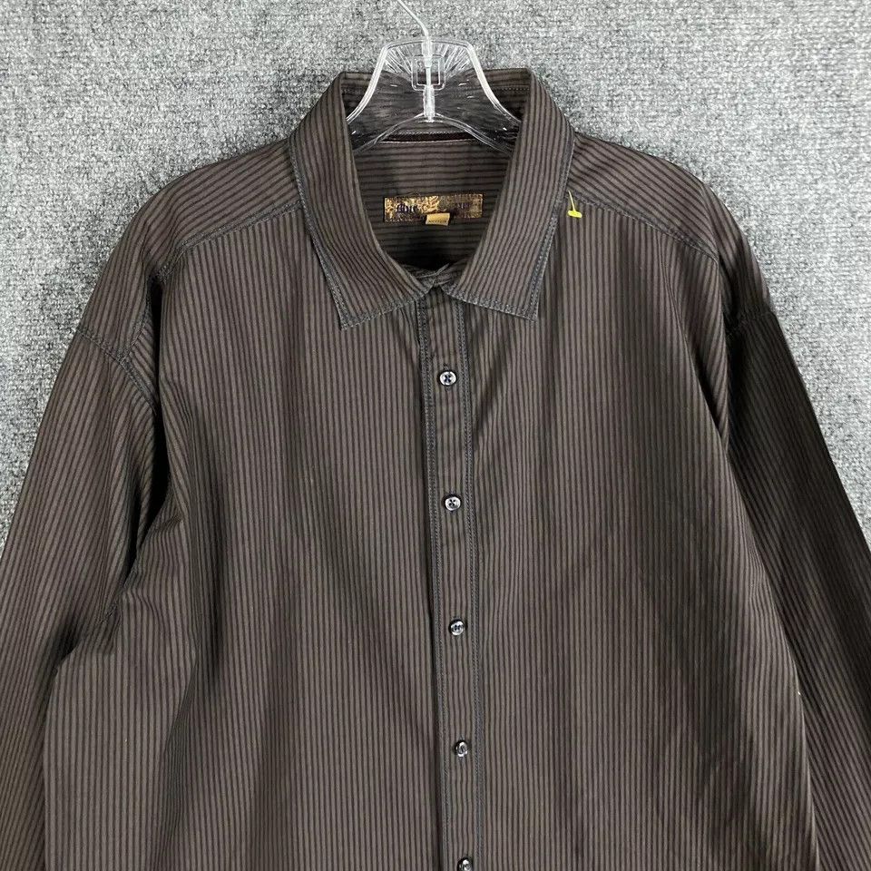 Pronto Uomo Pronto Uomo Dress Shirt Men's 2XLT Long Sleeve Brown Striped Size US XXL / EU 58 / 5 - 2 Thumbnail