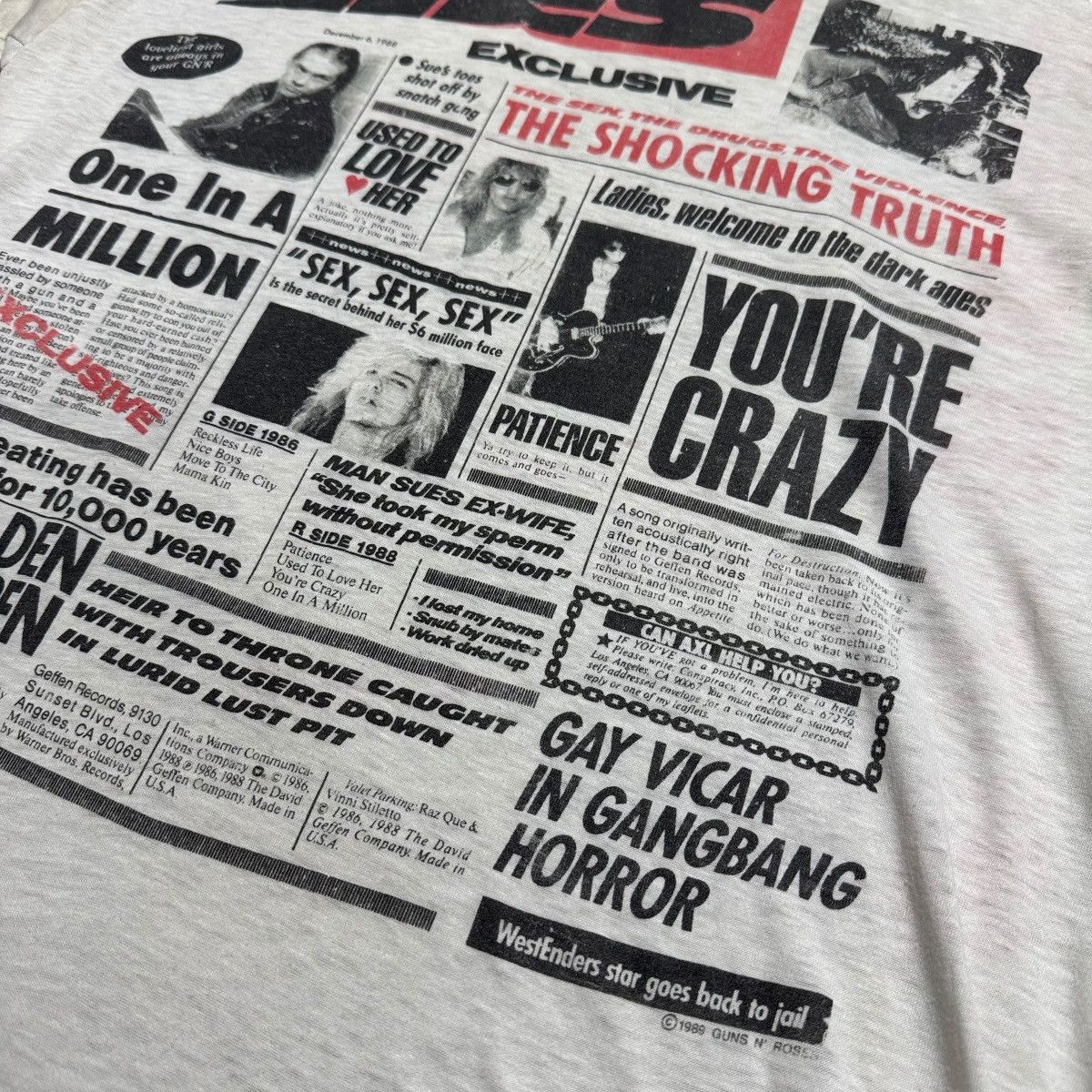 Vintage 1989 Guns N Roses GN’R Lies Album Promo Tshirt Size US M / EU 48-50 / 2 - 14 Thumbnail