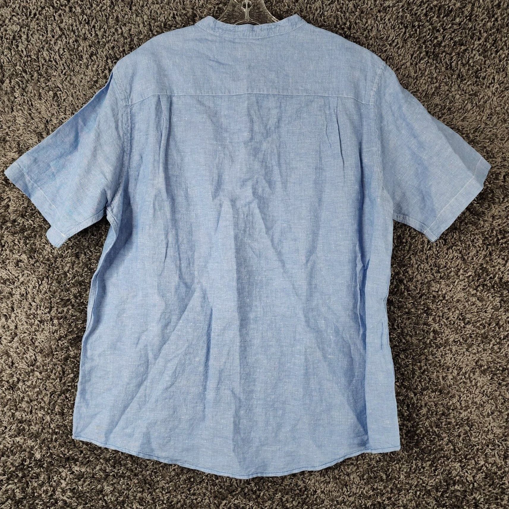 Vintage CARIBBEAN Polo Shirt Men L Short Sleeve Collarless Blue - blue shirt 90s? (adjust?) Size US L / EU 52-54 / 3 - 6 Thumbnail