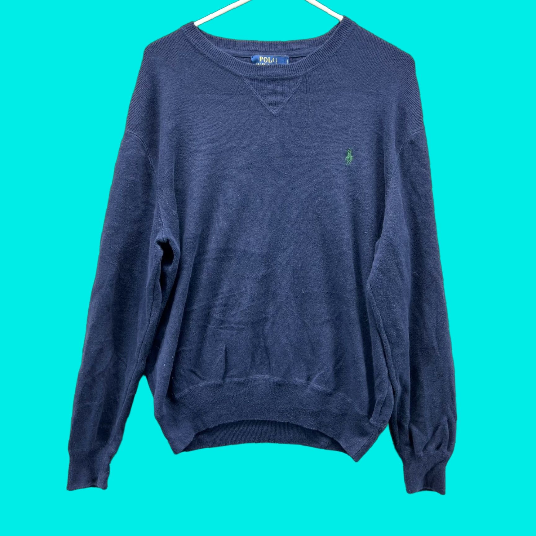 Polo Ralph Lauren VINTAGE Polo Ralph Lauren Sweater Mens Medium Blue Fleece Crewneck Pony Pullover Size US M / EU 48-50 / 2 - 1 Thumbnail