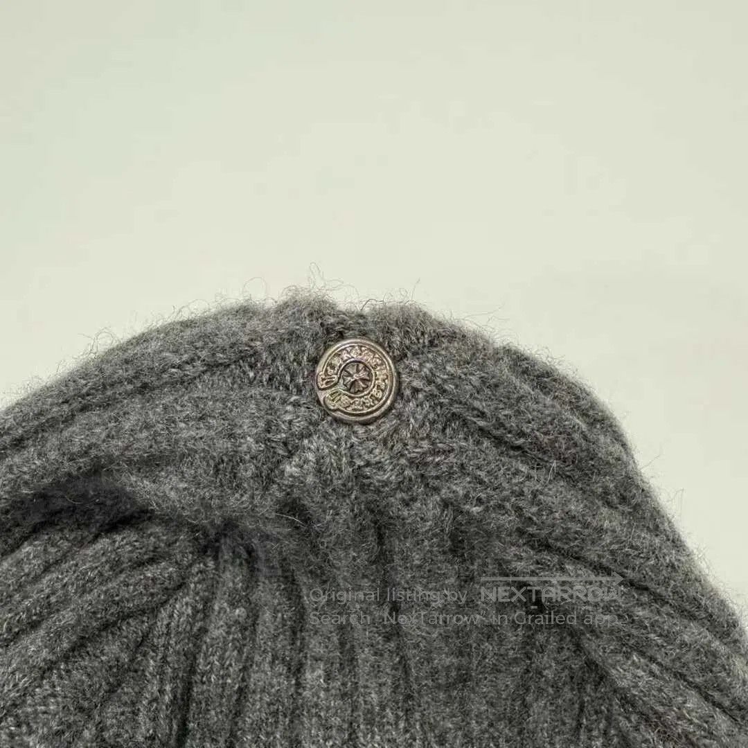 Chrome Hearts gray knitted cross flower beanie hat. Size ONE SIZE - 3 Thumbnail