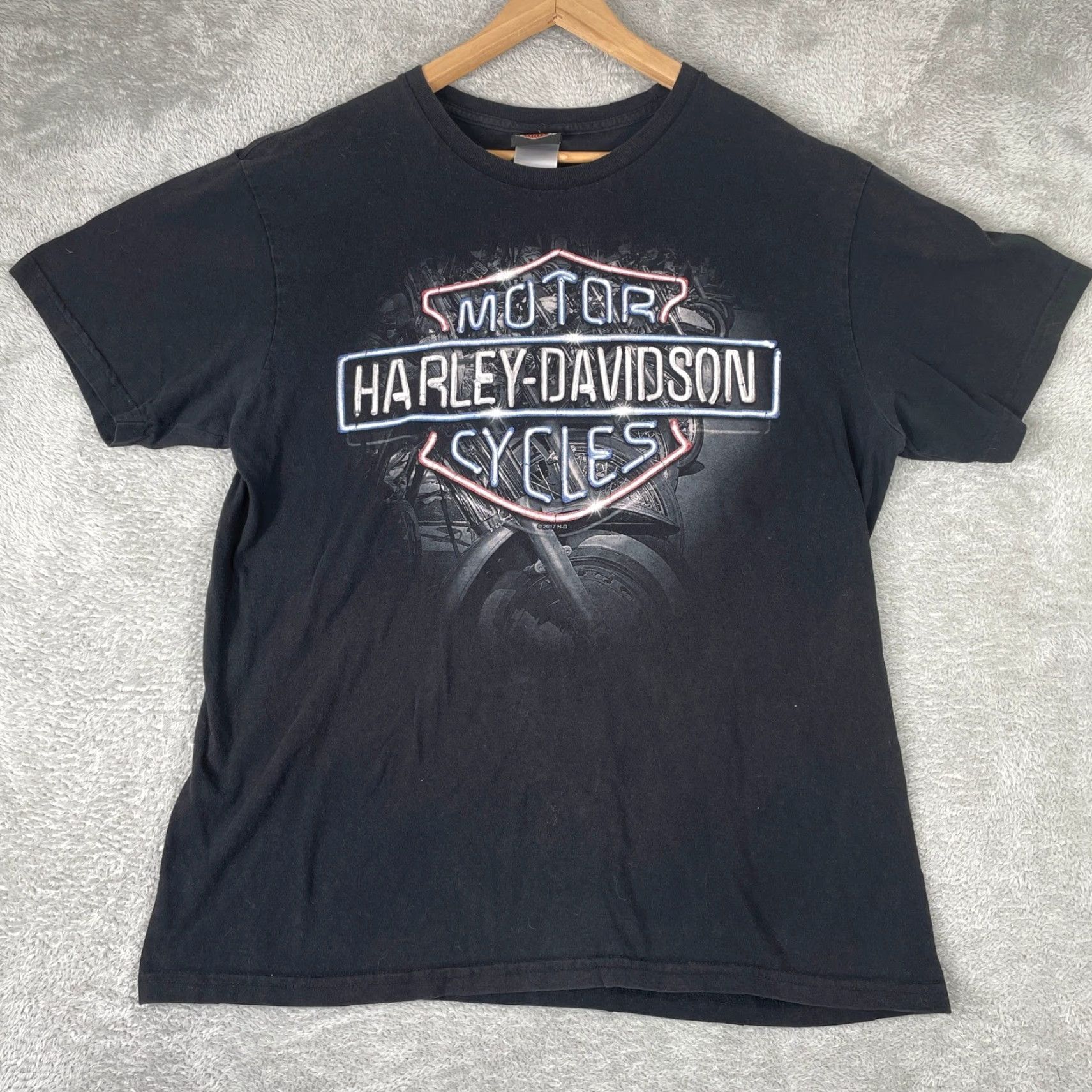 Harley Davidson Harley-Davidson Shirt Mens L Black Neon Graphic Milwaukee Y2K Biker Size US L / EU 52-54 / 3 - 2 Thumbnail