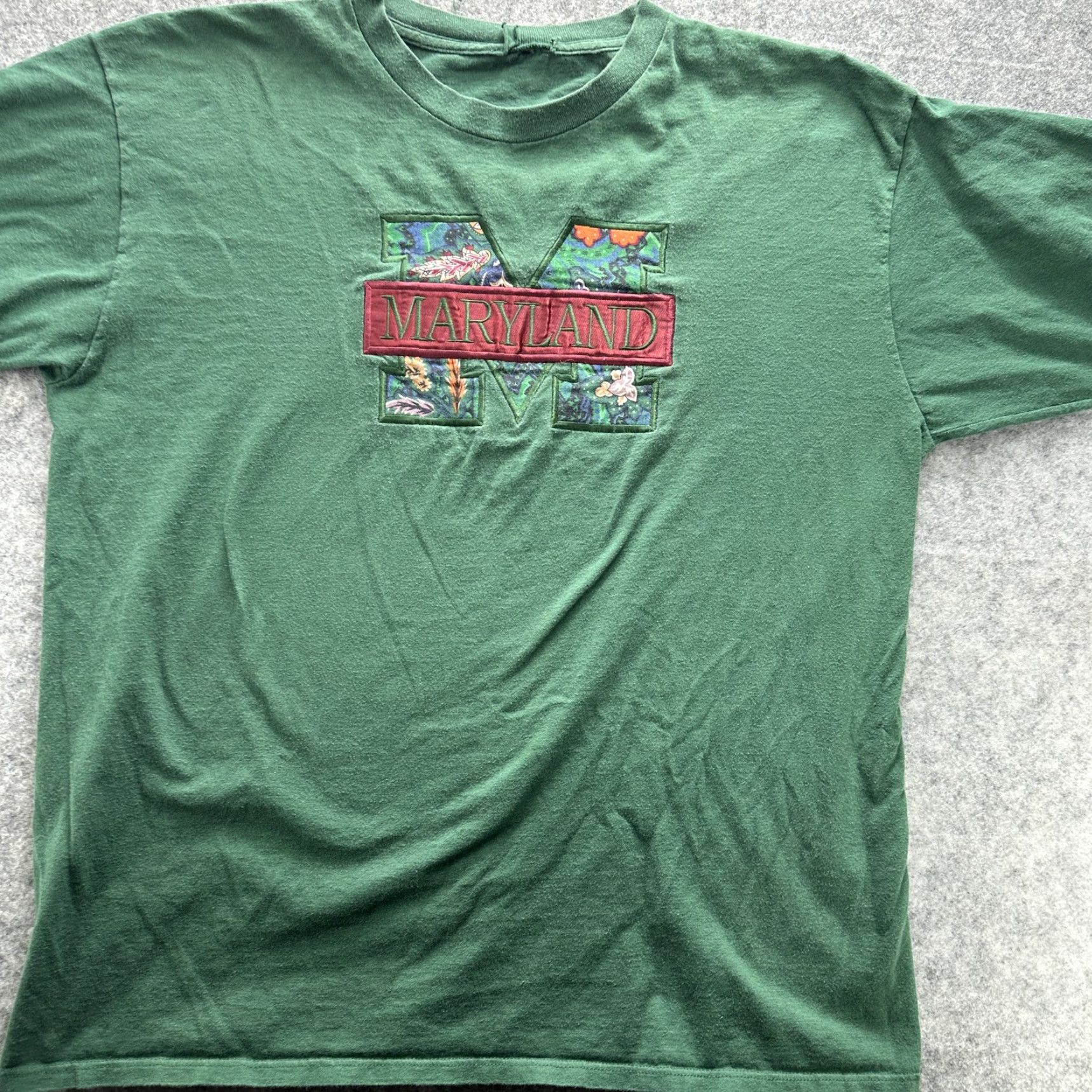 Vintage VINTAGE Maryland Shirt 90s Green Floral Graphic T-Shirt Mens 2XL Size US XXL / EU 58 / 5 - 4 Thumbnail