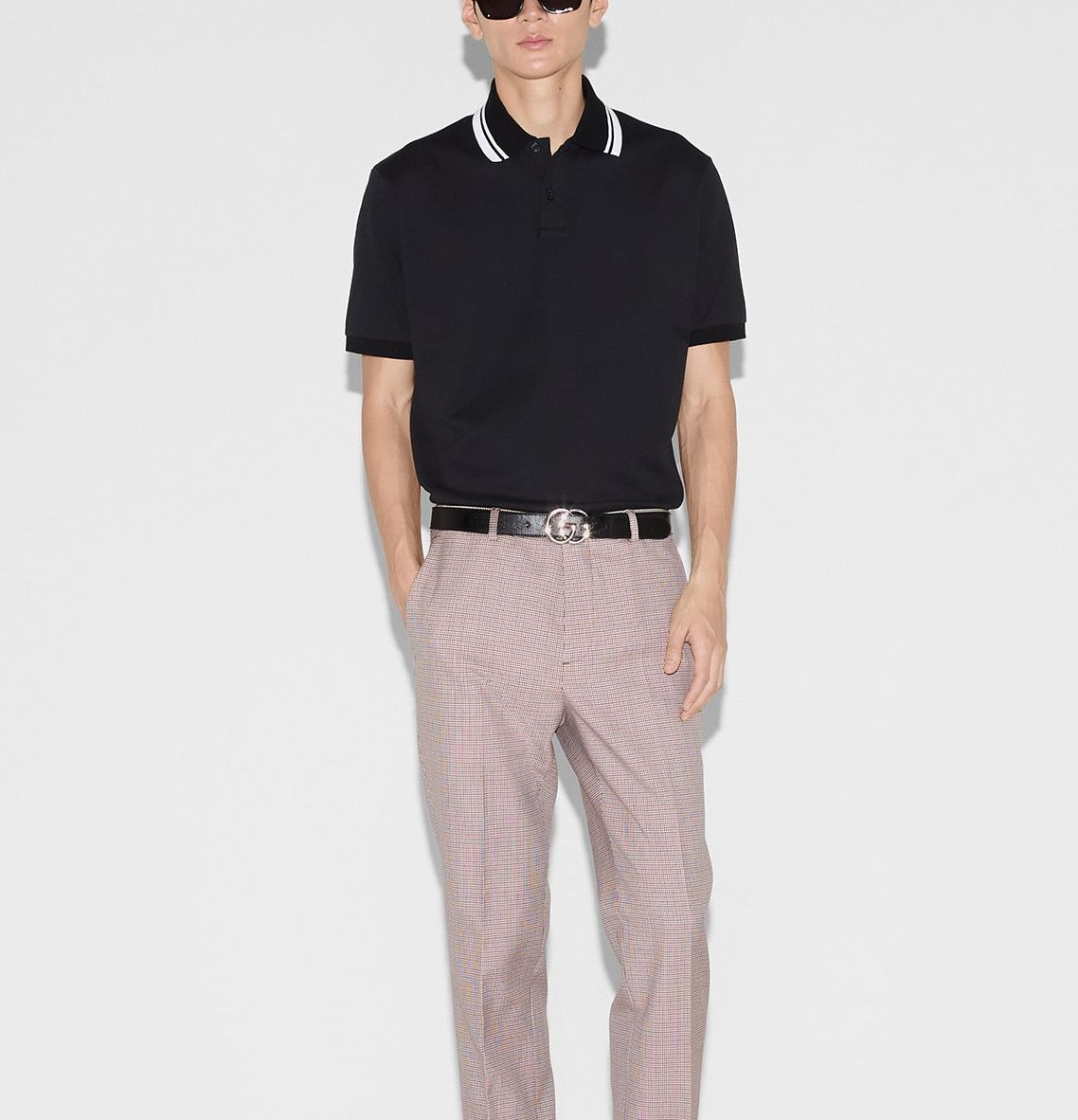 Designer Basic Black Polo Shirt for Men, Short Sleeve Collared Tee Size US M / EU 48-50 / 2 - 2 Thumbnail