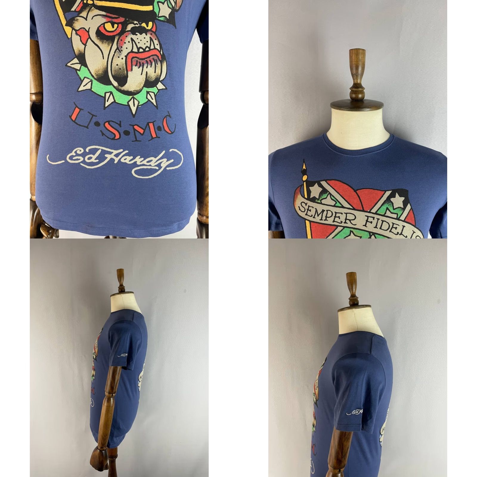 Ed Hardy Ed Hardy AlCott Mens Semper Fidelis M.C.U.S.M.C Graphic T-Shirt S Blue Size US S / EU 44-46 / 1 - 8 Thumbnail