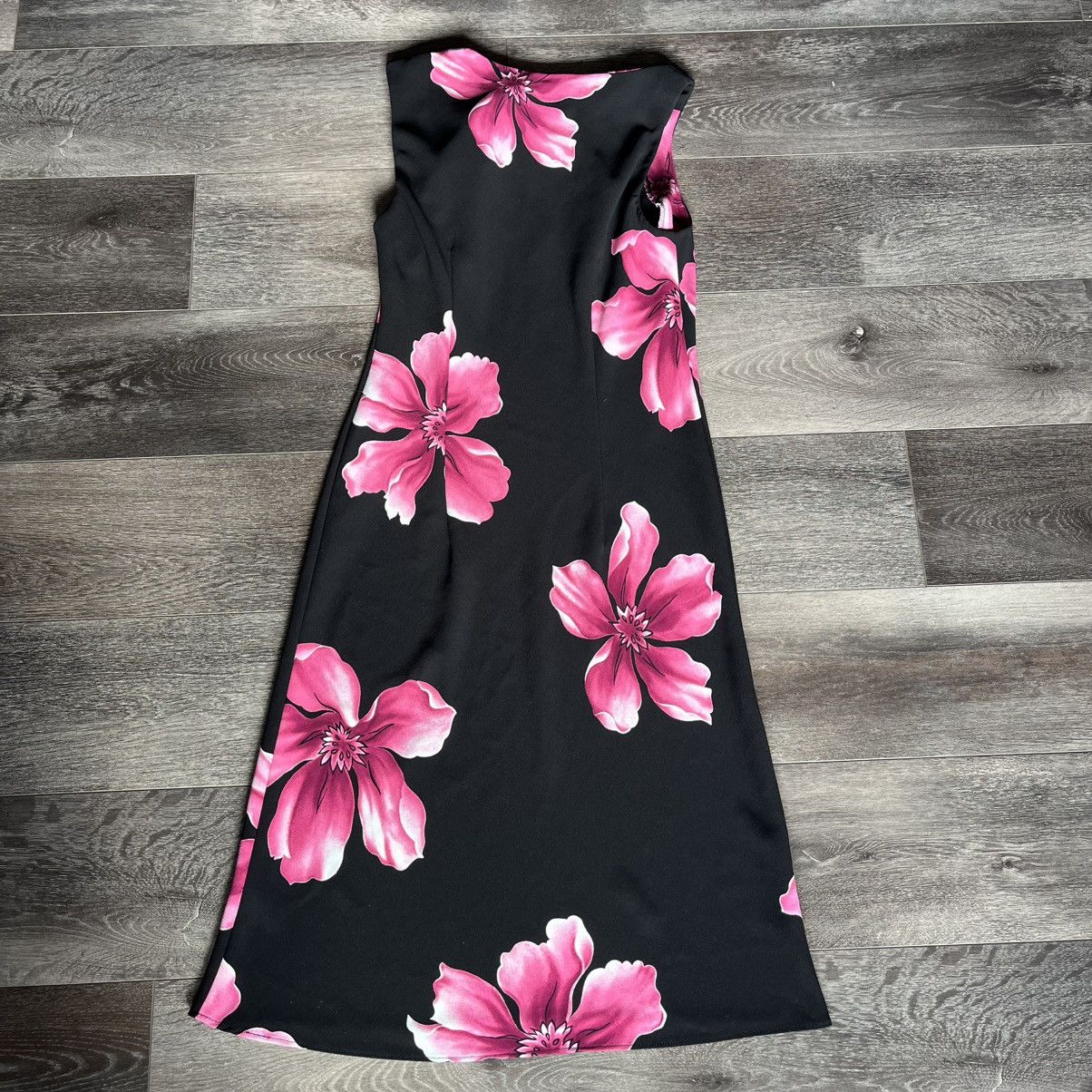 Vintage Vintage Dressbarn Floral Cocktail Classy Black Pink Dress 10 Size L / US 10 / IT 46 - 2 Thumbnail
