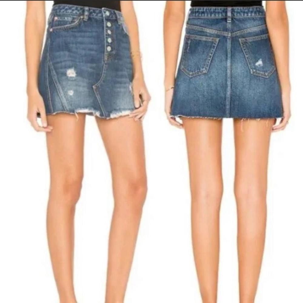 Free People Free People l Button Fly A-Line Mini Skirt Size 27 Size 27" / US 4 / IT 40 - 1 Thumbnail