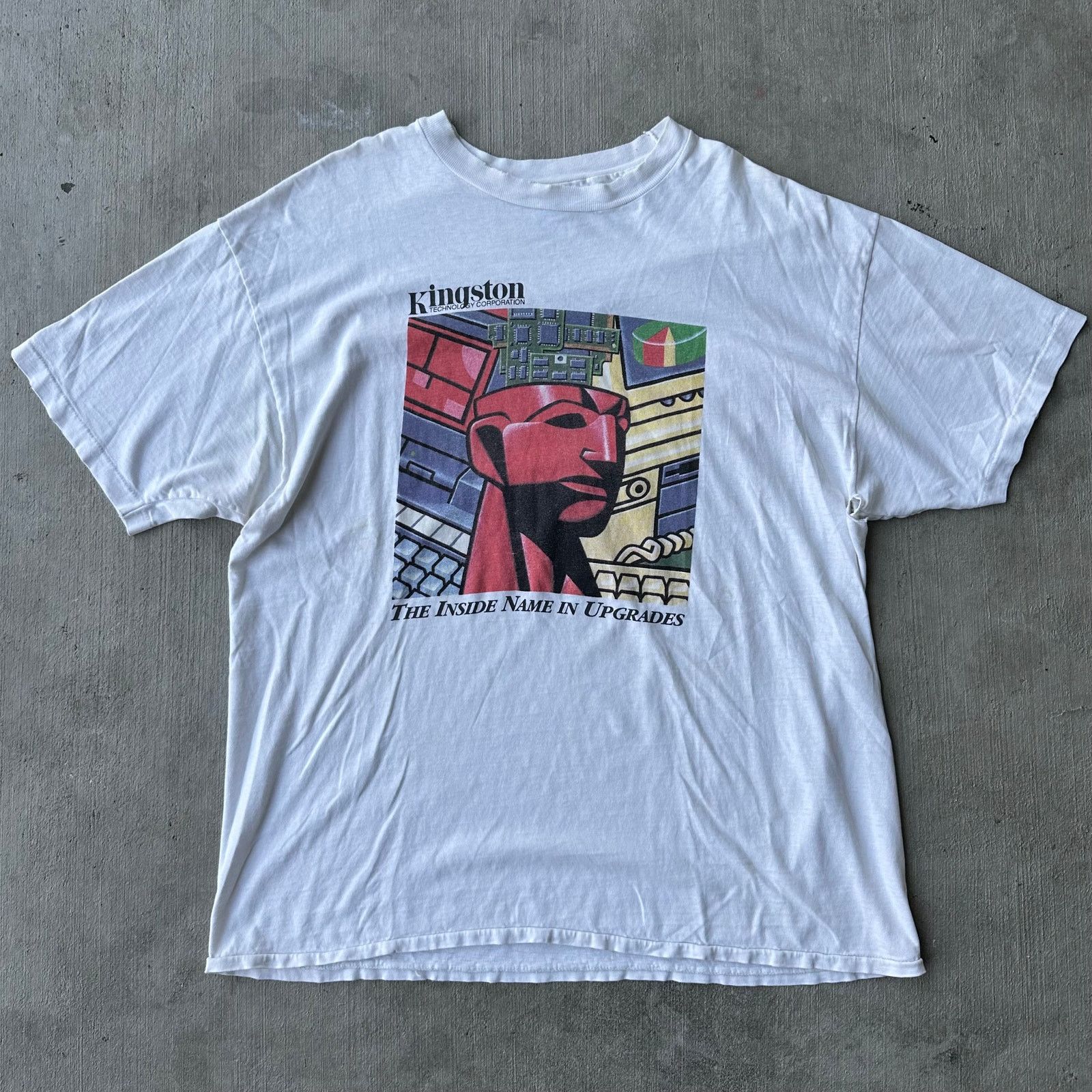 Vintage Vintage white Kingston computer memory graphic tech t shirt Size US XL / EU 56 / 4 - 1 Thumbnail