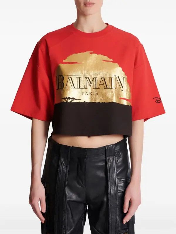 Balmain o1s1wg111225 X Disney The Lion King T-Shirt in Red Size L / US 10 / IT 46 - 2 Thumbnail