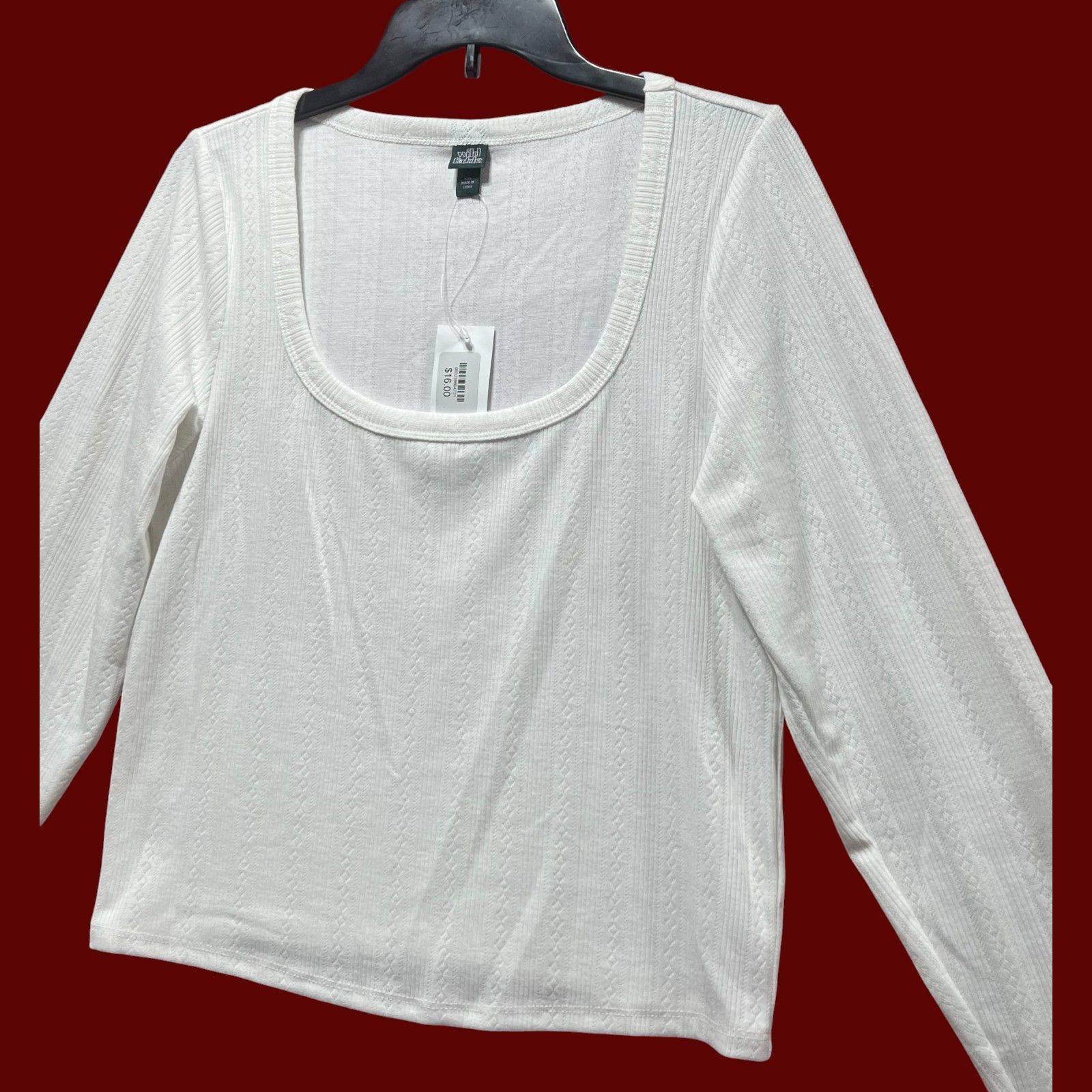 Other Wild Fable - Women's Long Sleeve Pointelle T-Shirt - White - Size XXL / US 16-18 / IT 52-54 - 12 Thumbnail