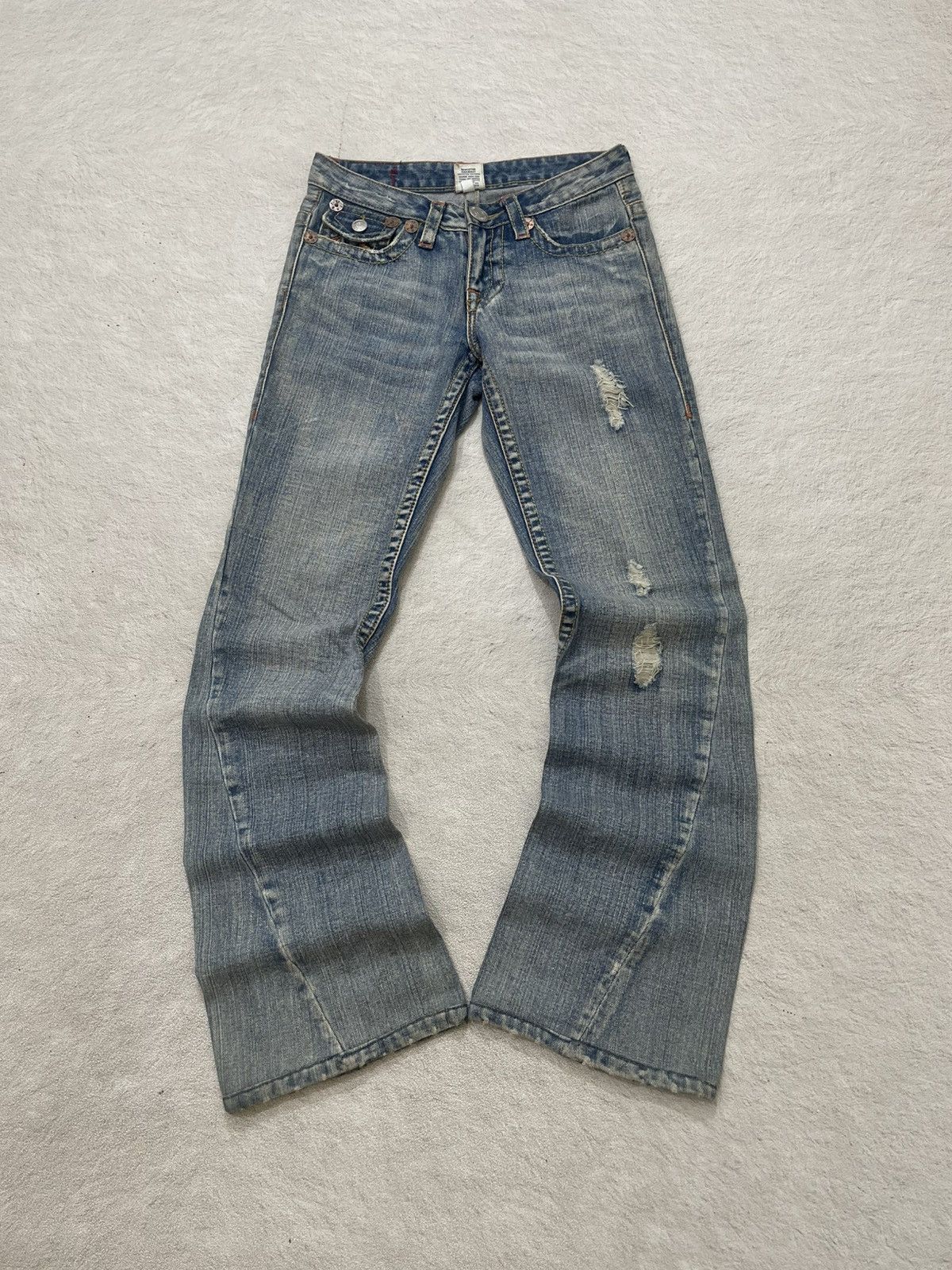 Diesel 2000s True Religion Flare Denim Ripped Bootcut Y2K Ifsix LGB Size 27" / US 4 / IT 40 - 1 Thumbnail
