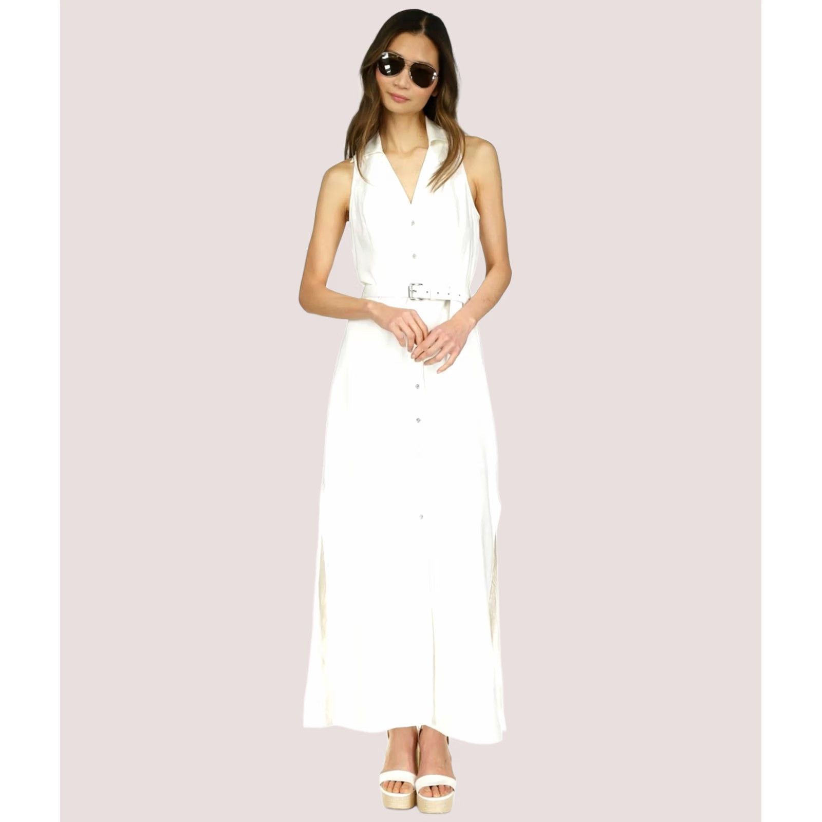 Michael Kors Michael Kors Womens Maxi Dress white Petite PL Size L / US 10 / IT 46 - 1 Thumbnail