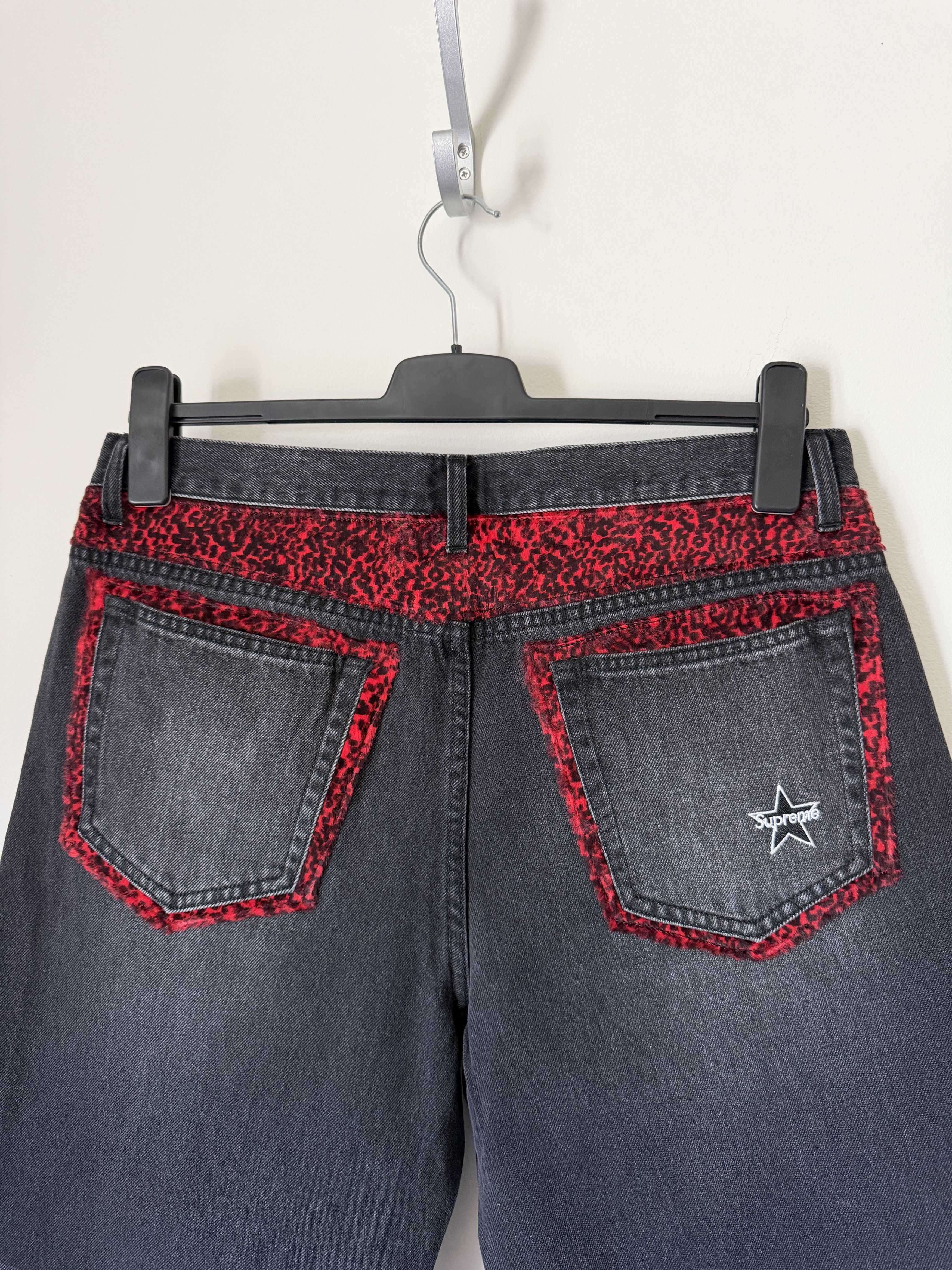 Supreme Supreme Leopard Faux Fur Loose Fit Jeans in Washed Black Size US 34 / EU 50 - 2 Thumbnail