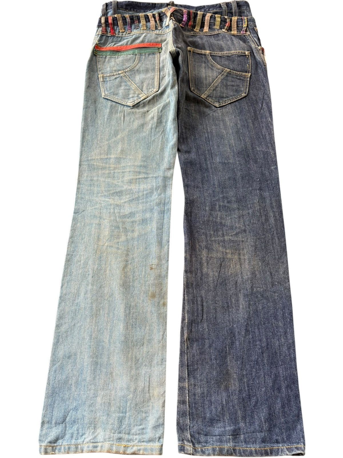 Japanese Brand Vintage Japanese Brand Double Waist Patched Hybrid Jeans Size US 33 - 2 Thumbnail