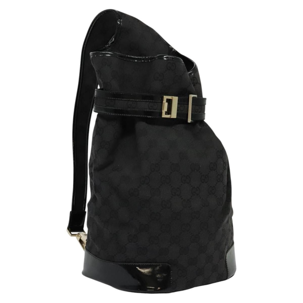 Gucci GG Canvas Shoulder Bag Black Gold, Women's