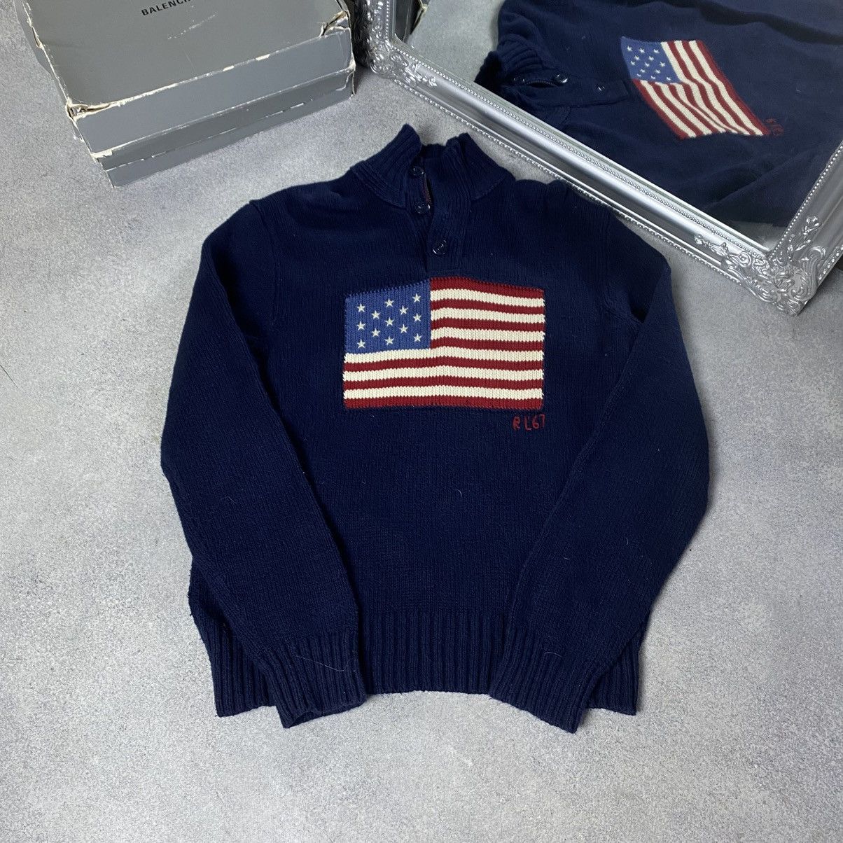 Polo Ralph Lauren Vintage Polo Ralph Lauren USA Flag 1/4 Zip Sweater Size US L / EU 52-54 / 3 - 1 Thumbnail