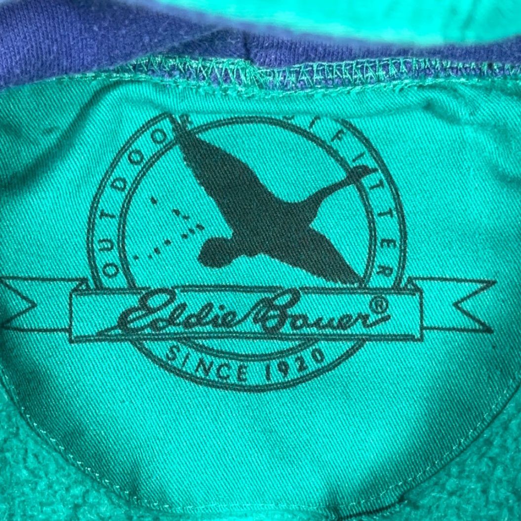 Eddie Bauer VINTAGE Eddie Bauer Sweater Mens Hoodie Quilted Green Purple Y2K Pullover M Size US M / EU 48-50 / 2 - 5 Thumbnail