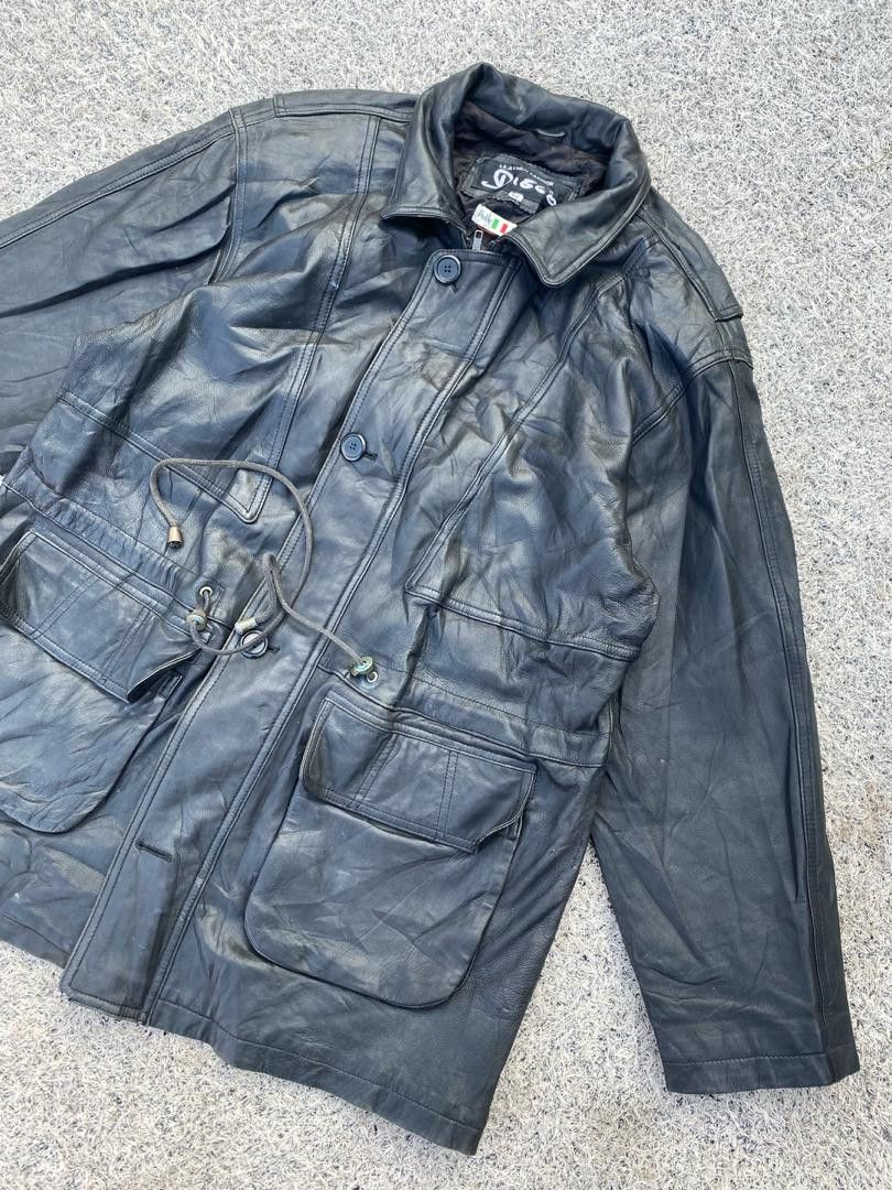 Genuine Leather × Japanese Brand × Leather Black Leather Chore Jacket Style Size US M / EU 48-50 / 2 - 2 Thumbnail