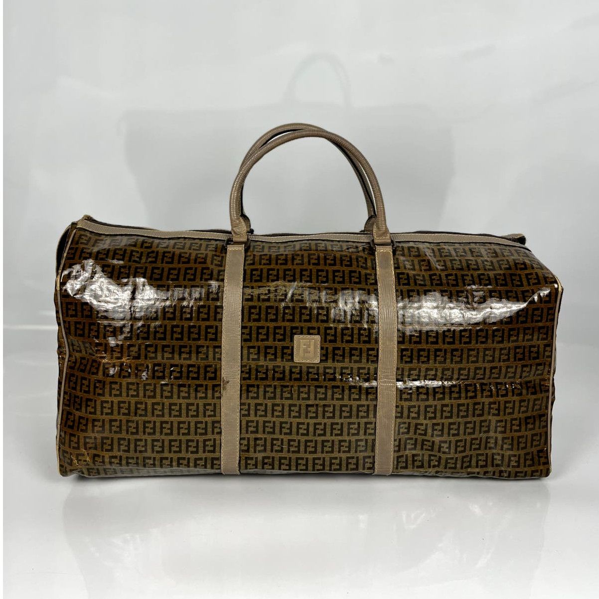 image of Fendi Brown Travel Zucca Duffel Bag, Men's