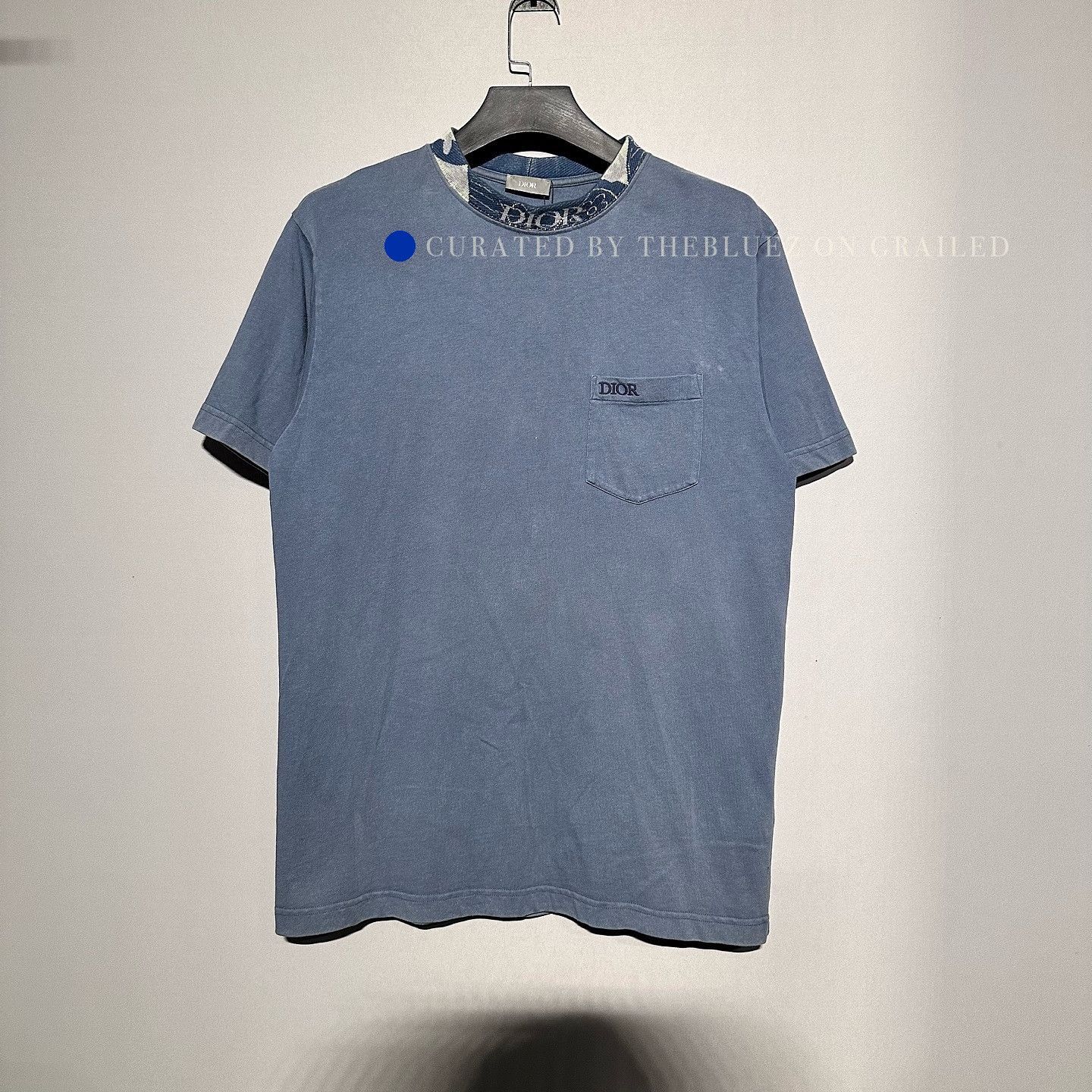 Dior Embroidered Collar T-Shirt in Blue Size US M / EU 48-50 / 2 - 1 Thumbnail