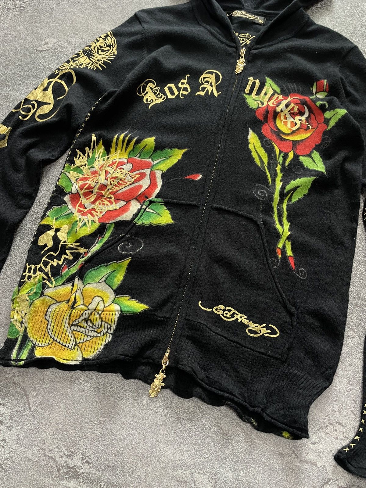Ed Hardy VTG Ed Hardy Black Roses And Tiger Tattoo Logo Zip Hoodie Size M / US 6-8 / IT 42-44 - 3 Thumbnail