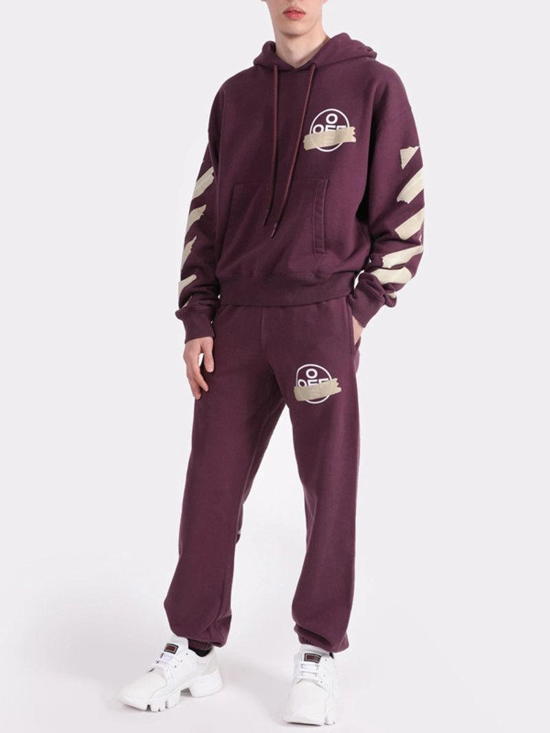 Off-White Purple Tape Diagonals Logo Sweatpants Size US 32 / EU 48 - 3 Thumbnail