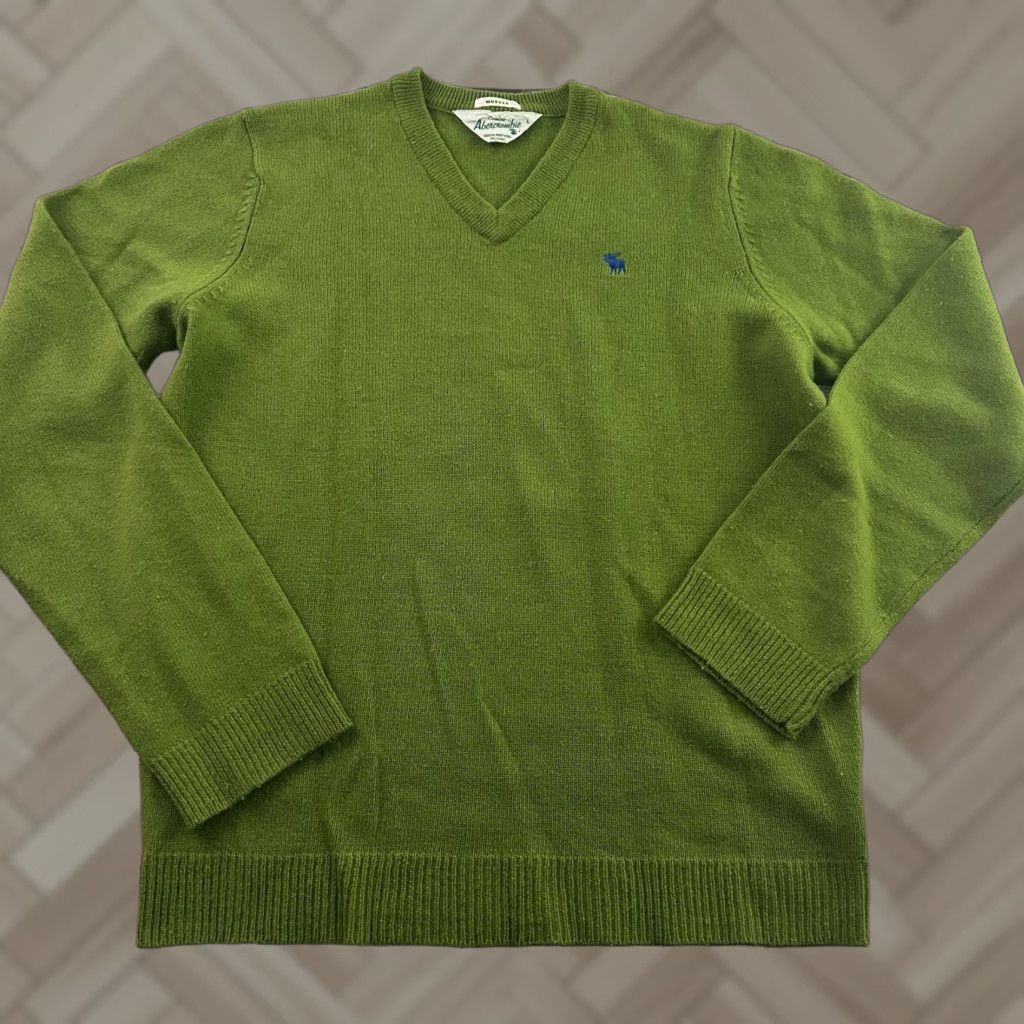 Abercrombie & Fitch VINTAGE Abercrombie & Fitch Pullover Sweater Shirt Men L Green Wool Knit V-Neck Size US L / EU 52-54 / 3 - 1 Thumbnail