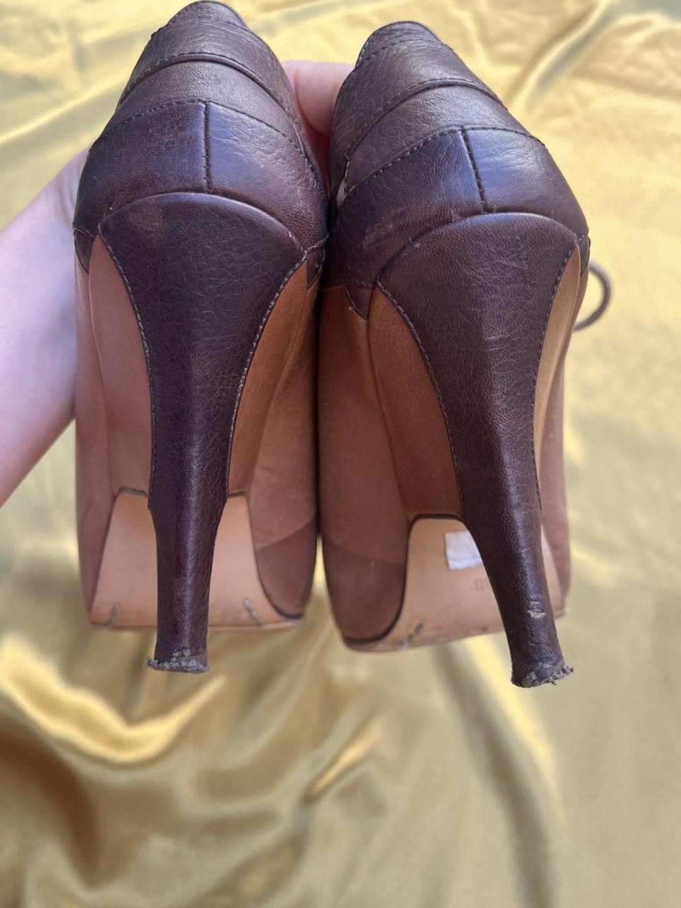 Diesel Diesel Brown Lace-Up Peep Toe Heels Size US 7 / IT 37 - 5 Thumbnail