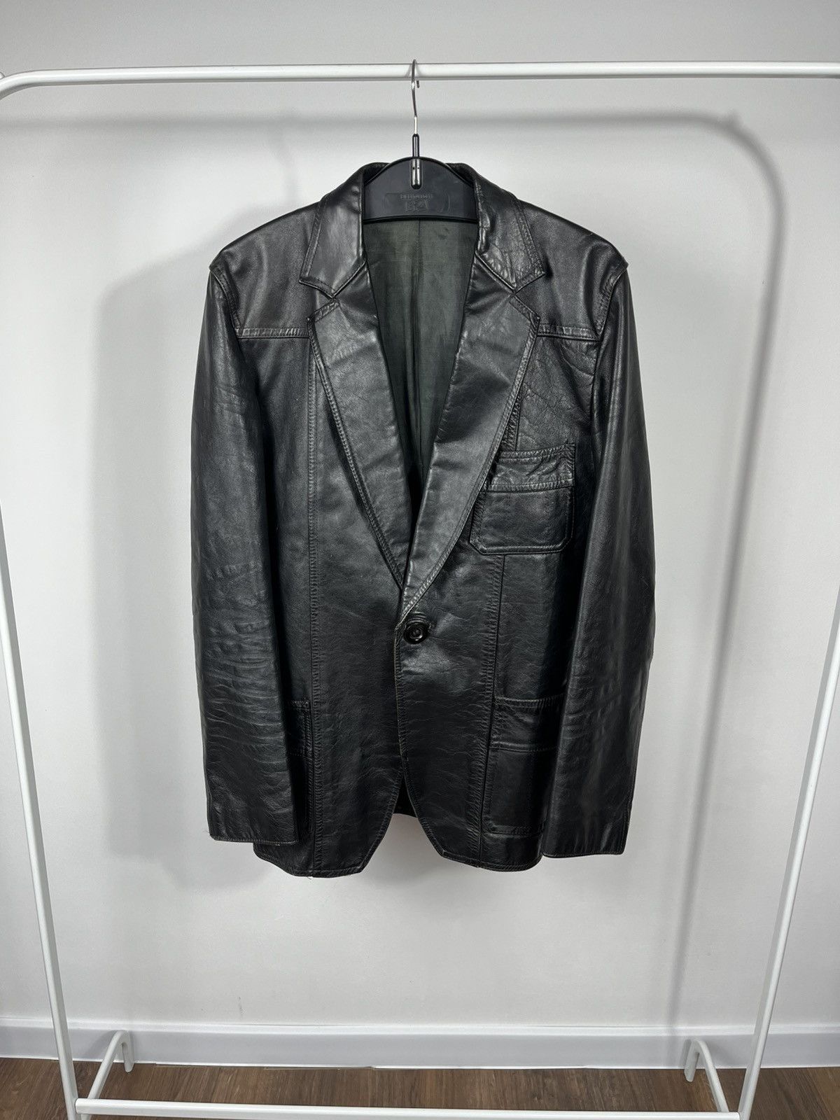 Leather Vintage Leather Blazer Jacket Made in Finland Heavy Coat L Size US S / EU 44-46 / 1 - 1 Thumbnail