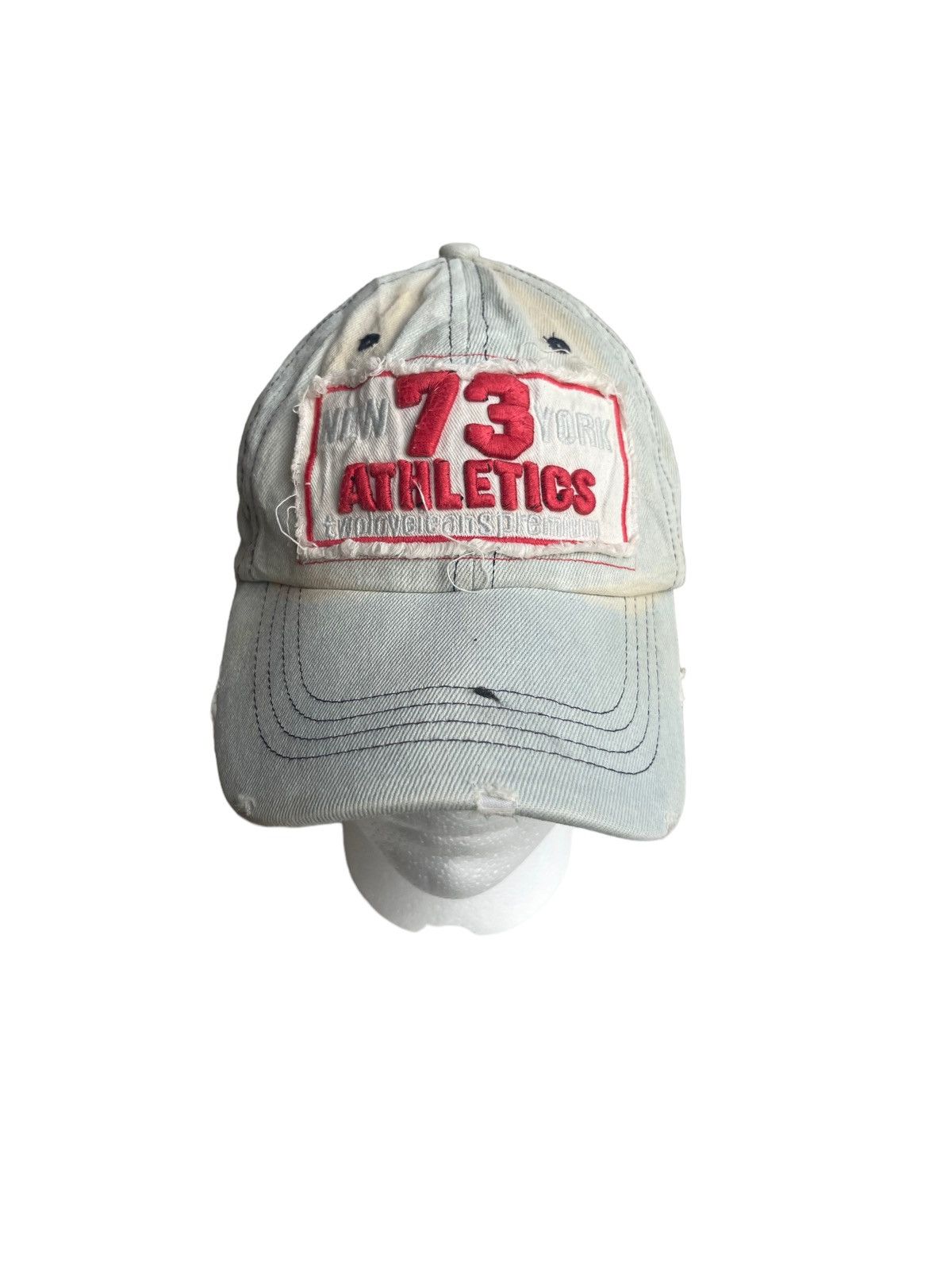 Vintage Vintage New York 73 Athletics Distressed Cap Size ONE SIZE - 2 Thumbnail