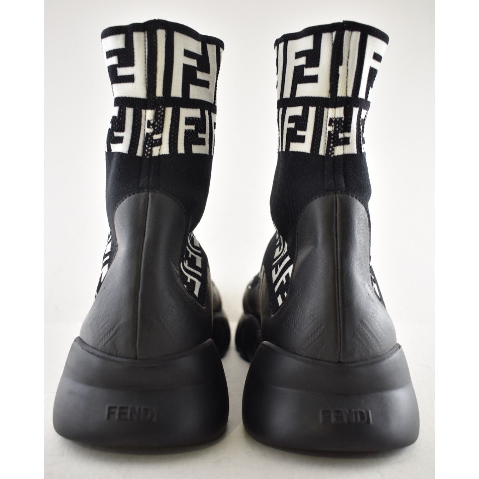 Fendi Fendi Mens Black White FF Monogram Knit Sock Trainer US 10 Size US 10 / EU 43 - 9 Thumbnail