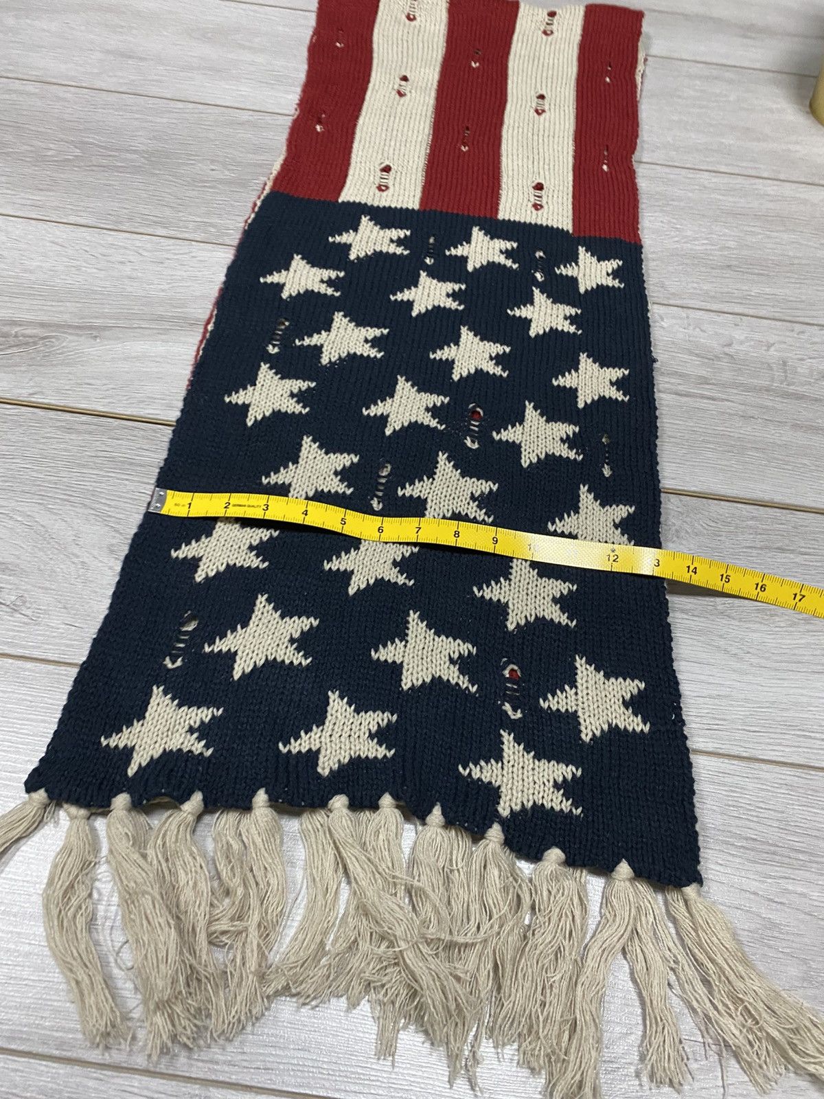 Vintage USA 🇺🇸 Flag heavy big knitted scarf Size ONE SIZE - 7 Thumbnail