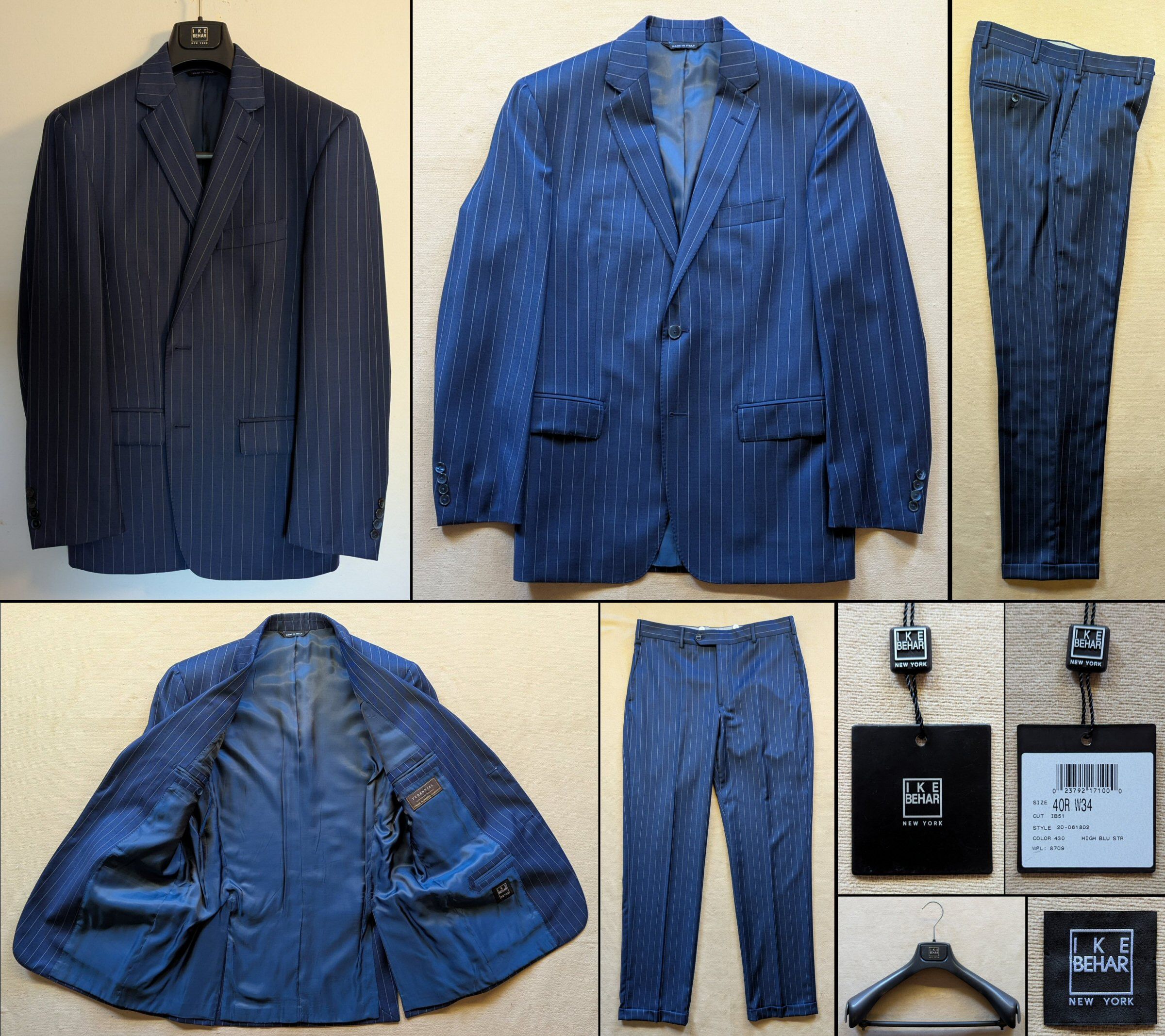Ike Behar Ike Behar 2-Button Single Breasted Blue Stripe Suit 42R NWT Size 42R - 1 Thumbnail
