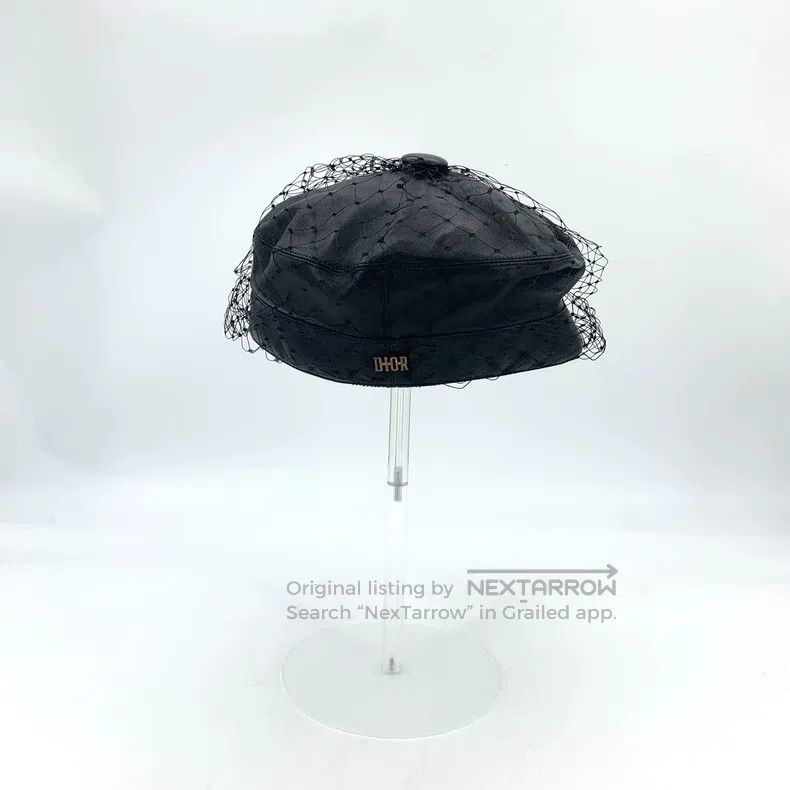 Dior Dior Size59 Black mesh lace sheep leather beret newspaper b Size ONE SIZE - 4 Thumbnail