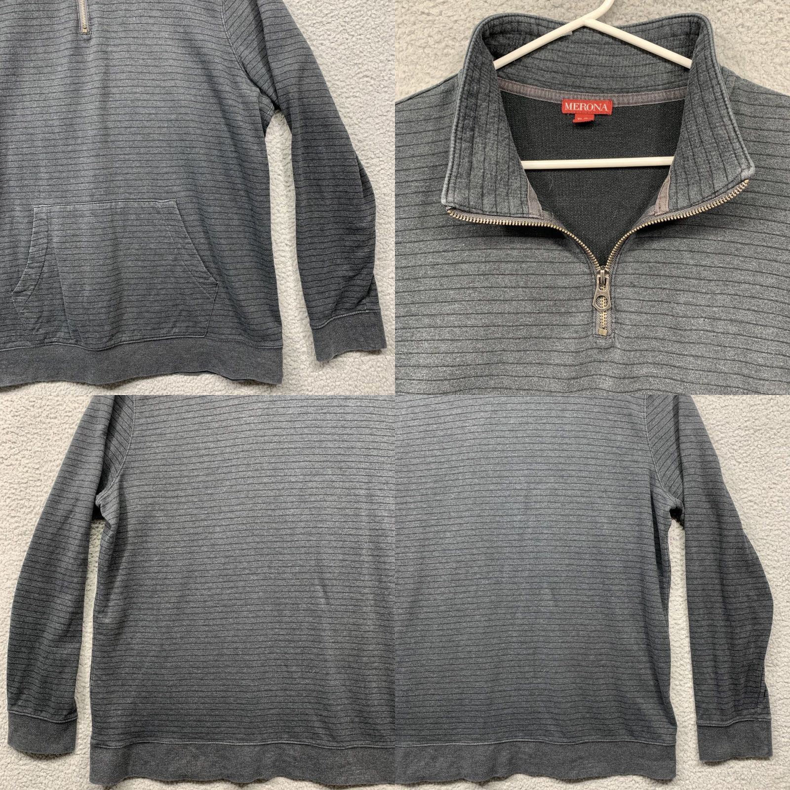 Merona Merona Pullover Shirt Men’s 1/3 Zip XL Gray Stripe Kangaroo Pocket Shirt Mens XL Gray Stripe 1/3 Zip Kangaroo Pocket Merona Pullover Shirt Size US XL / EU 56 / 4 - 8 Thumbnail