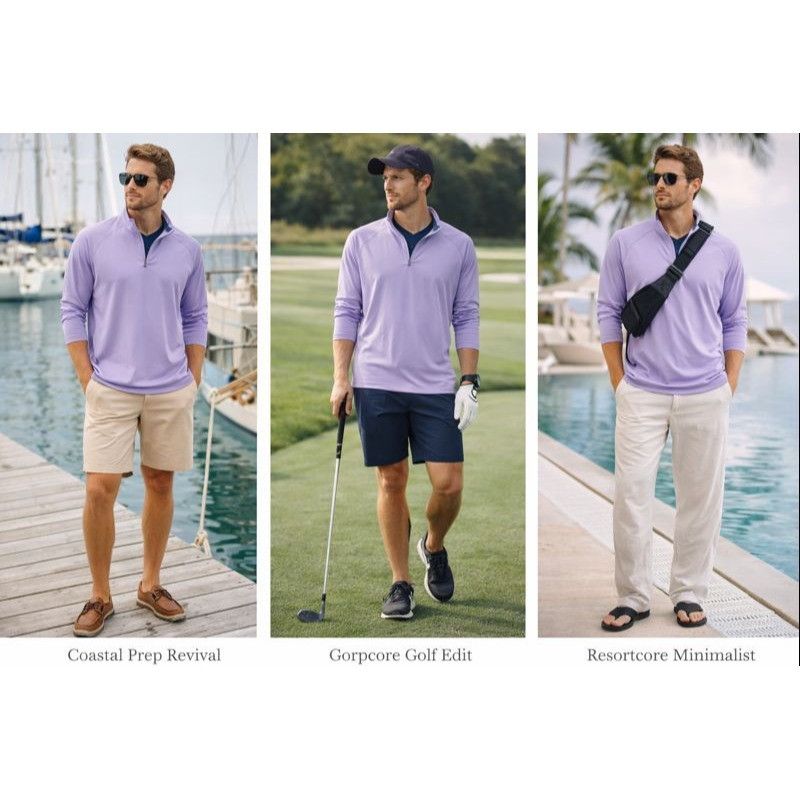 johnnie-O Johnnie-O Men Lavender Pullover XL Performance UPF50 Coastal Size US XL / EU 56 / 4 - 1 Thumbnail