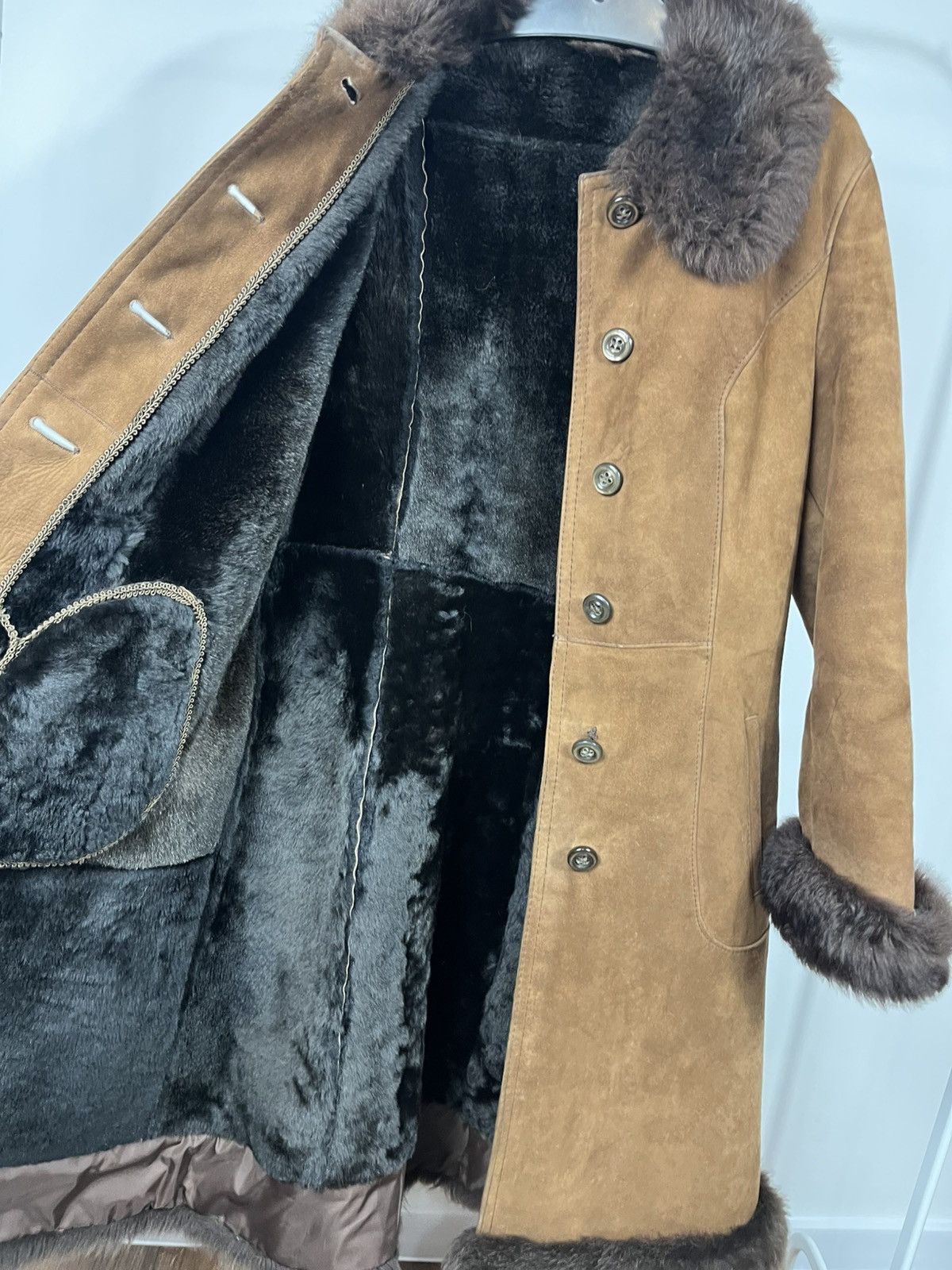 Other Vintage Brown Sheepskin Shearling Coat Real Fur Lined Women Size M / US 6-8 / IT 42-44 - 11 Thumbnail