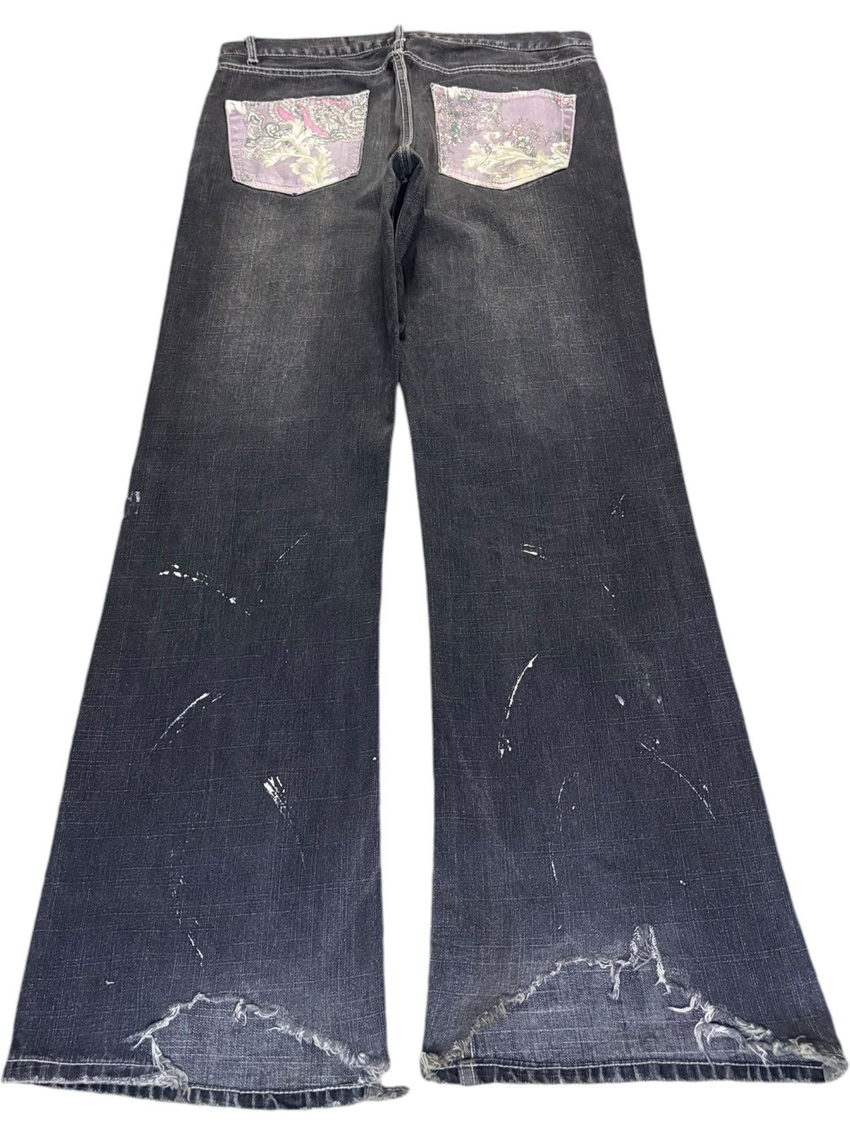 Japanese Brand Vintage Japanese Brand Painted Distressed Patch Flare Jeans Size US 34 / EU 50 - 2 Thumbnail