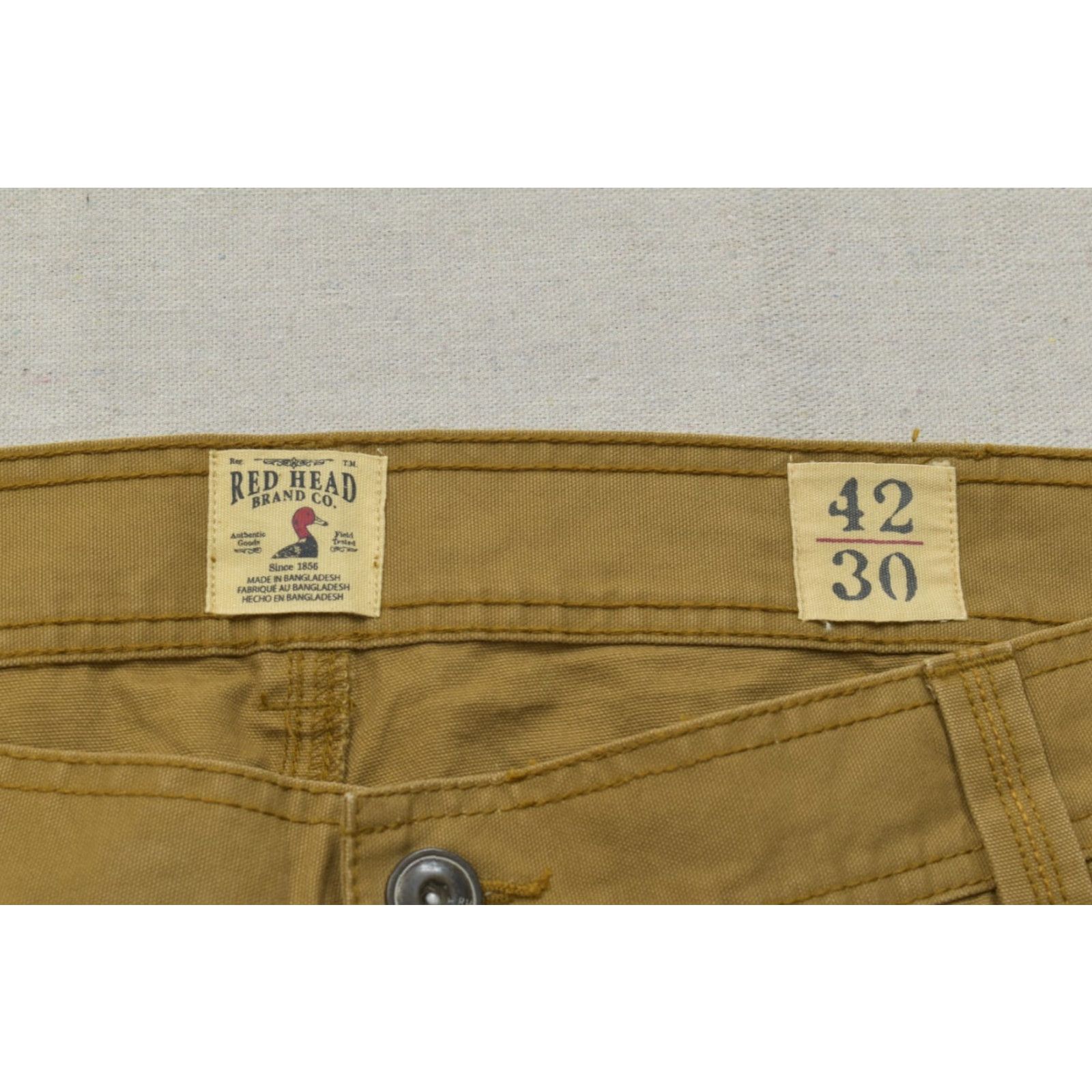 Vintage Red Head Mens Cargo Pants 42x30 Relaxed Fit Cotton Canvas Tan Beige Cargo Pocket Straight Front Zip Workwear Casual Pants Mens Size US 42 / EU 58 - 8 Thumbnail