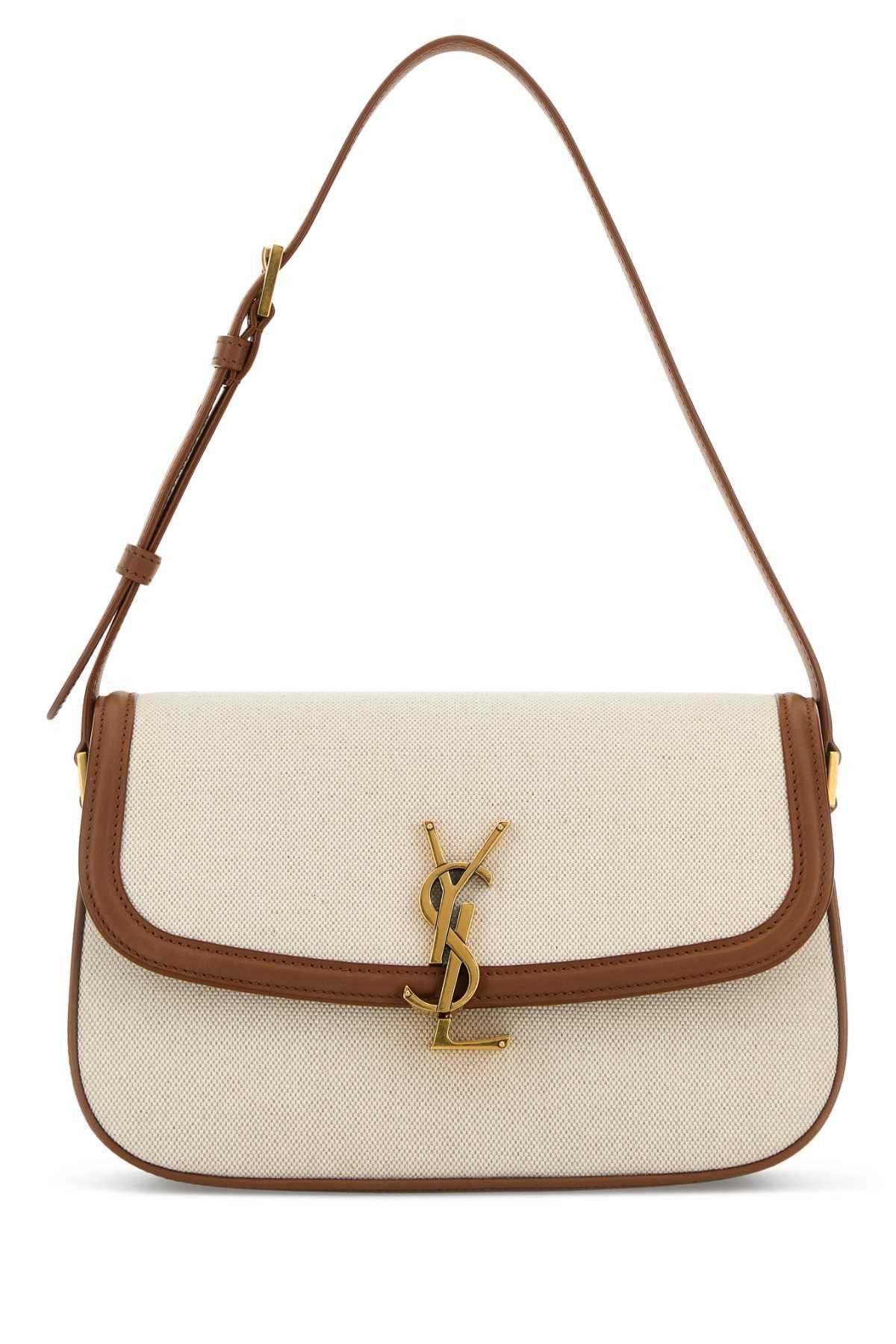 Saint Laurent Paris Sand Canvas Solferino Shoulder Bag Size ONE SIZE - 1 Thumbnail